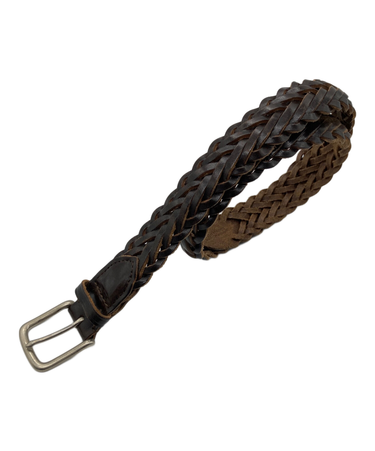 【美品】ホワイトハウスコックス レザー 編み込みベルト ブラウン 廃盤 中古・古着通販】Whitehouse Cox (ホワイトハウスコックス