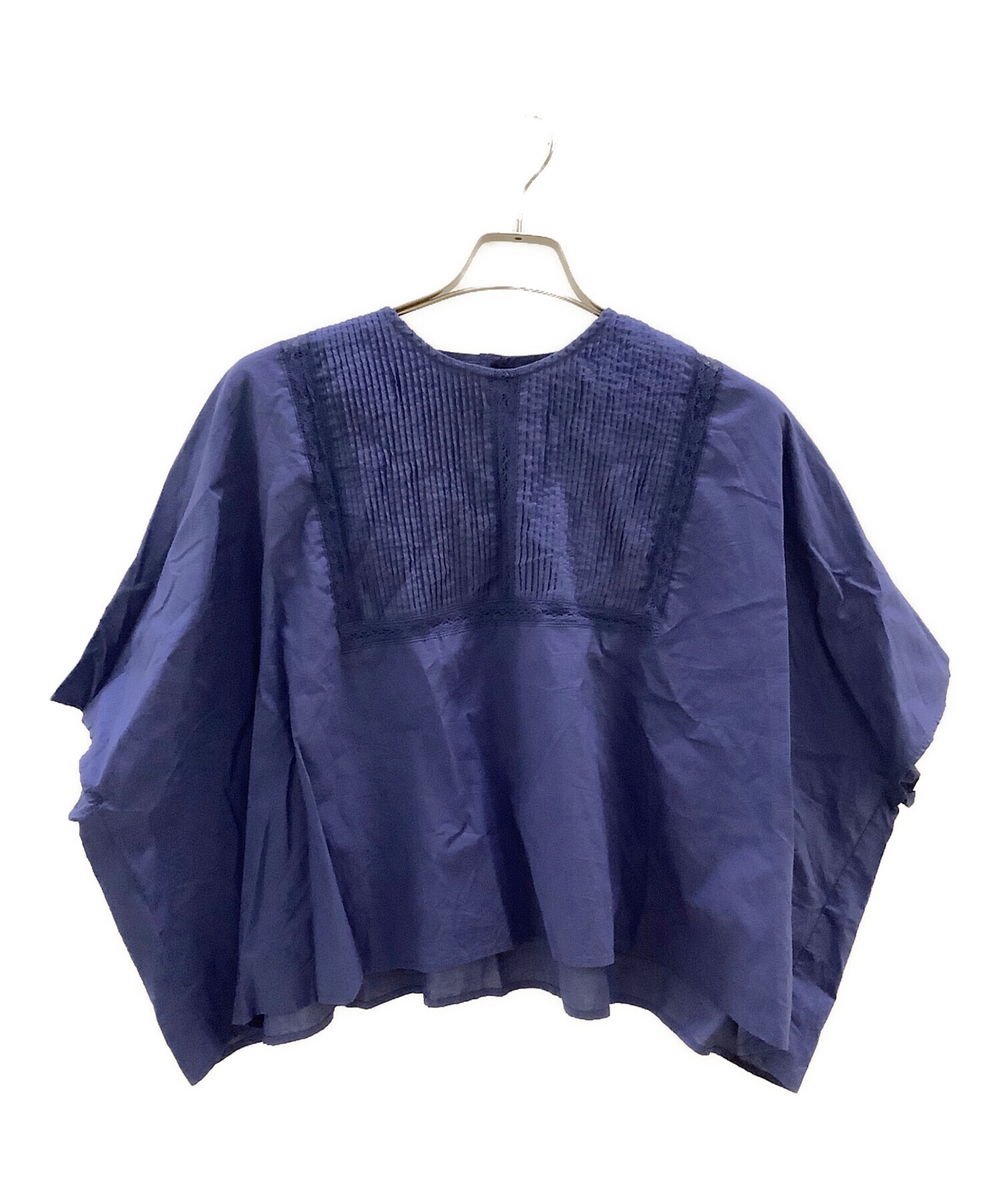 美品 24SS mizuiro ind ミズイロインド pin tuck N/S shirt フレンチスリーブ ピンタックシャツ ブラウス 2-230075 ブルー レディース 古着 中古 USED 中古・古着通販】mizuiro-ind (ミズイロインド) pin tuck short poncho