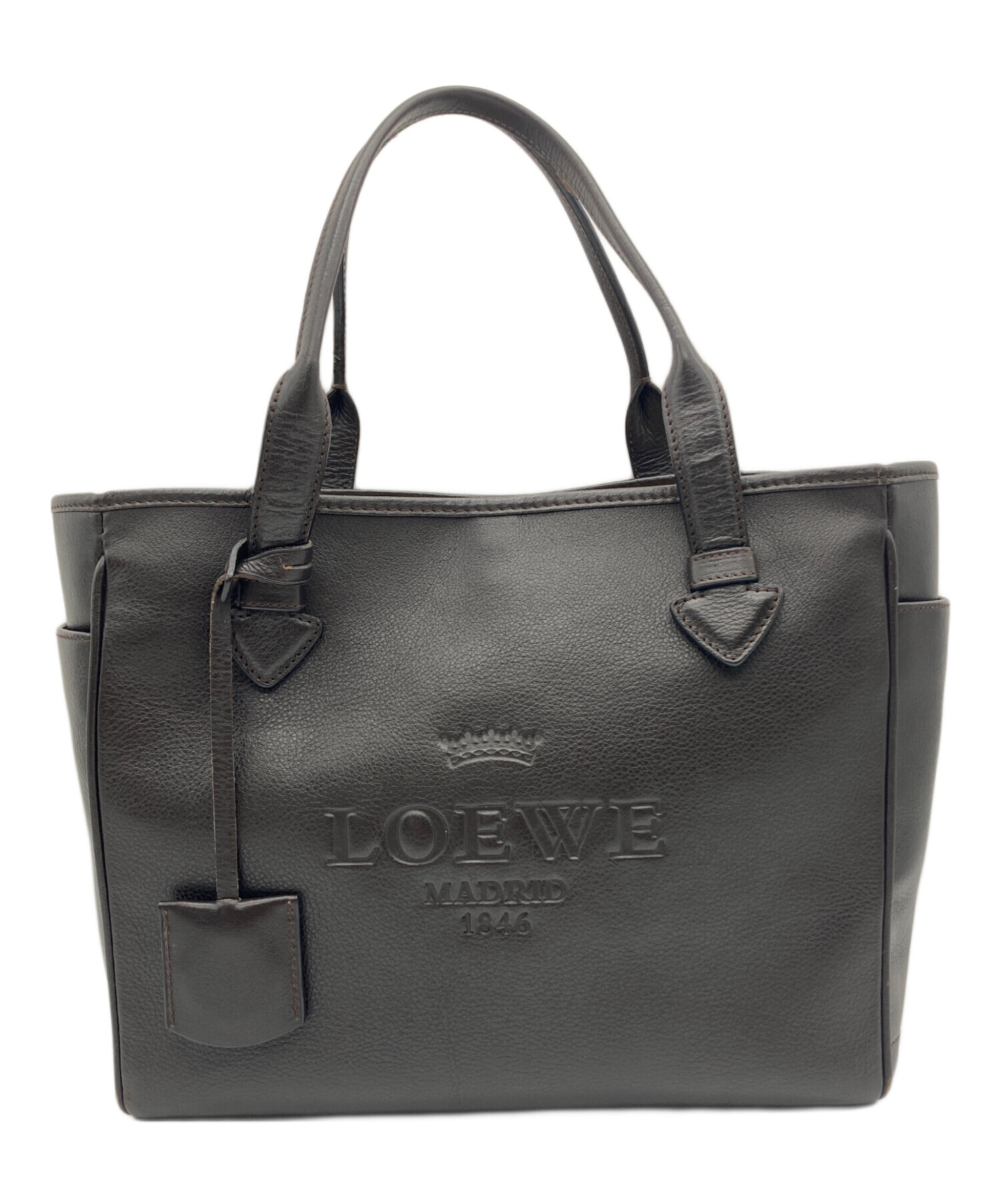 LOEWE(ロエベ) トートバッグ - 黒×ダークブラウン レザー、ファー