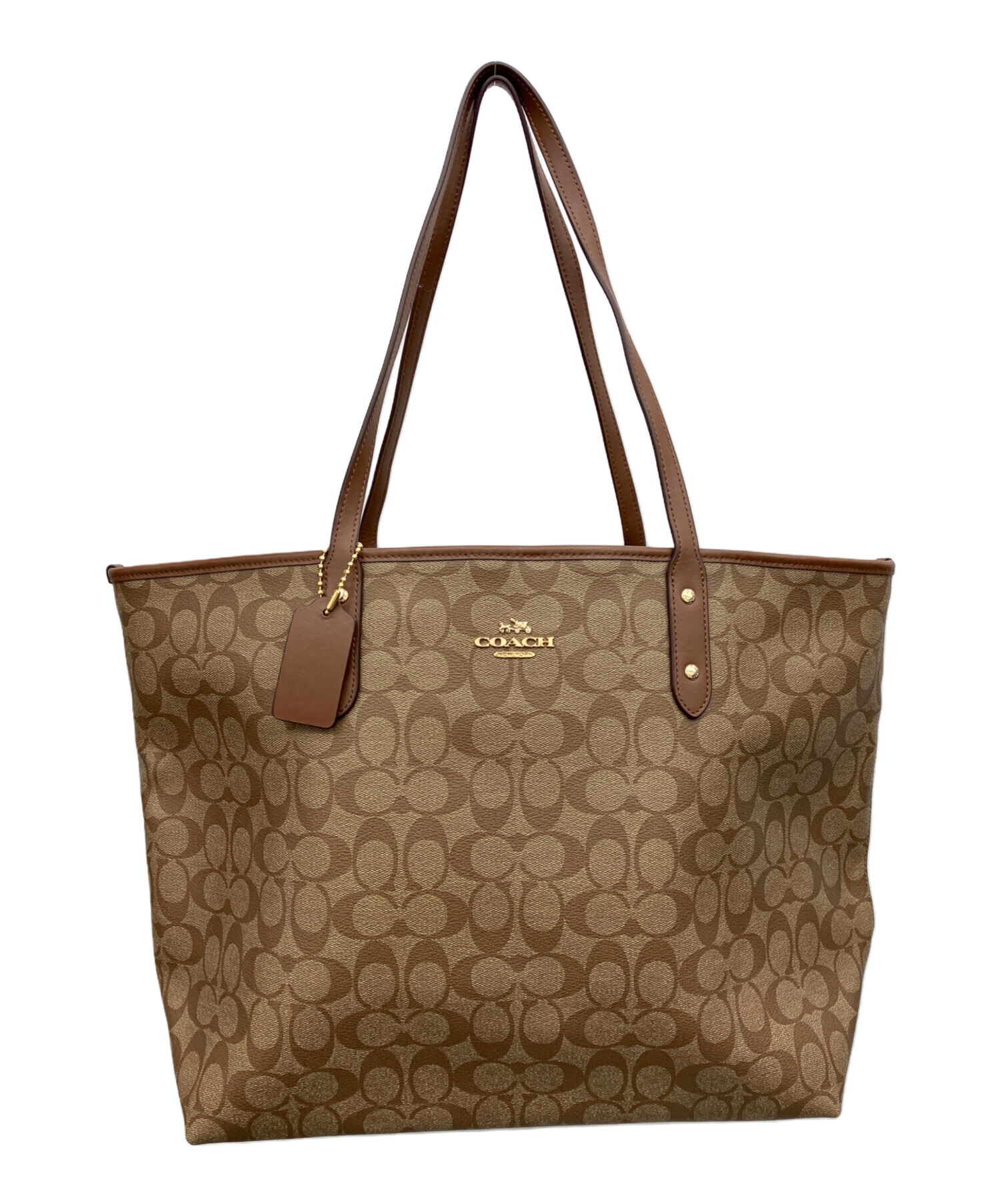 【美品】COACH コーチ シグネチャー トートバッグ 中古・古着通販】COACH (コーチ) シグネチャー トートバッグ ブラウン
