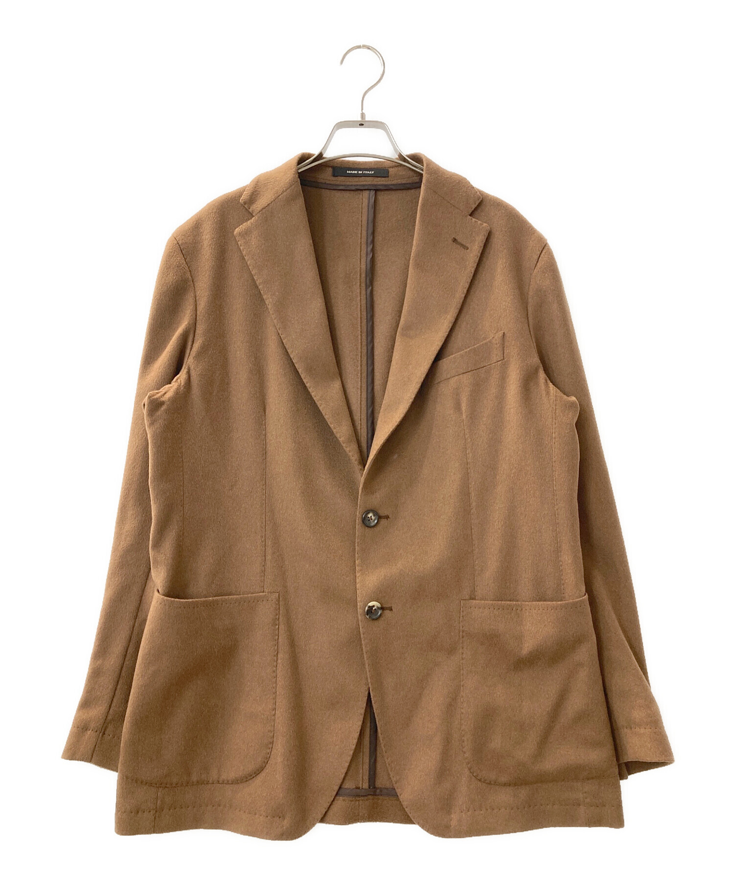美品】伊タリアトーレの、キャメル100%のテーラードジャケット