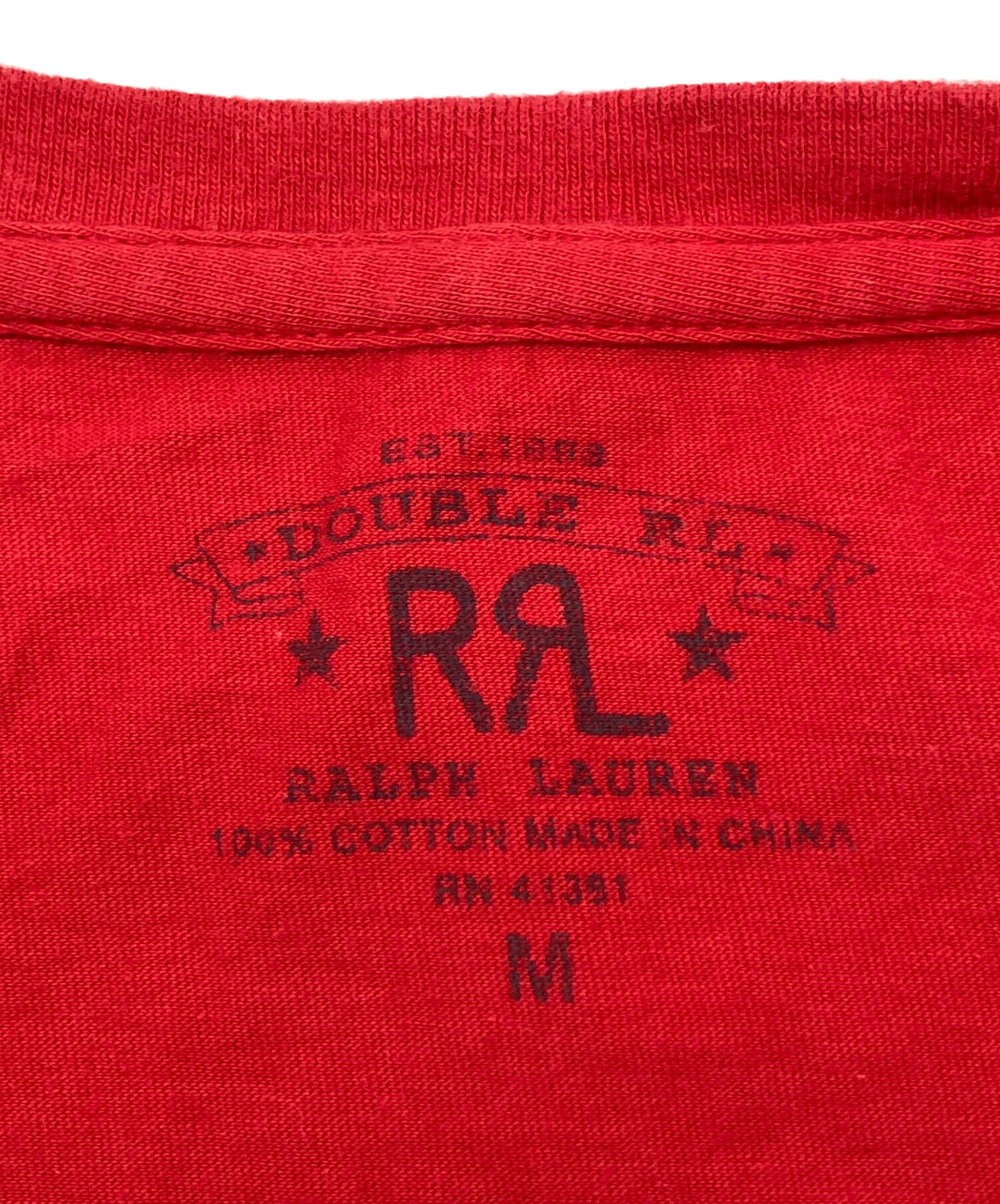 RRL レッド Tシャツ 100%コットン 中古・古着通販】RRL (ダブルアールエル) 半袖Tシャツ レッド サイズ