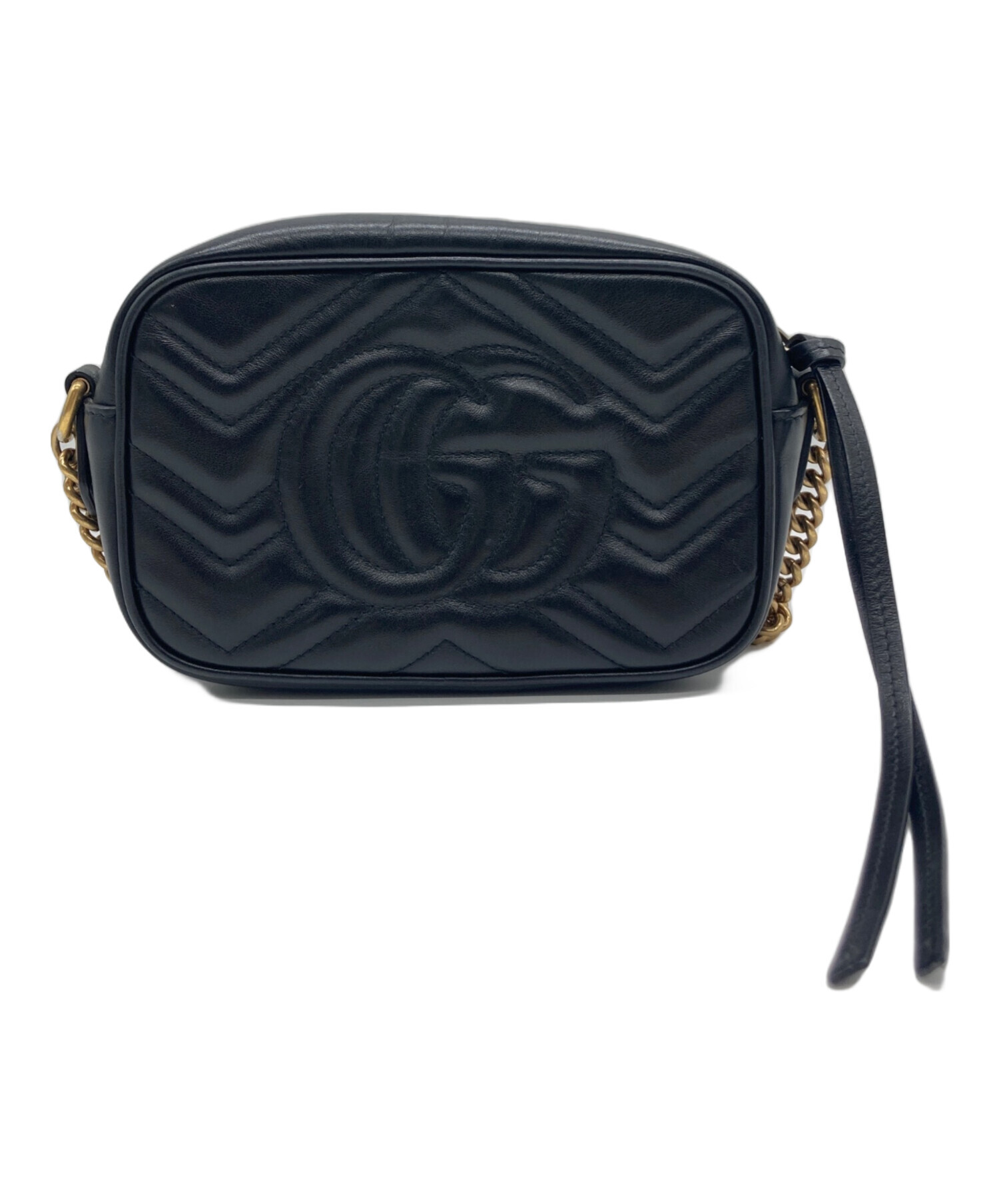 【新品未使用】GGマーモント黒ショルダーバッグ 中古・古着通販】GUCCI (グッチ) ショルダーバッグ GGマーモント