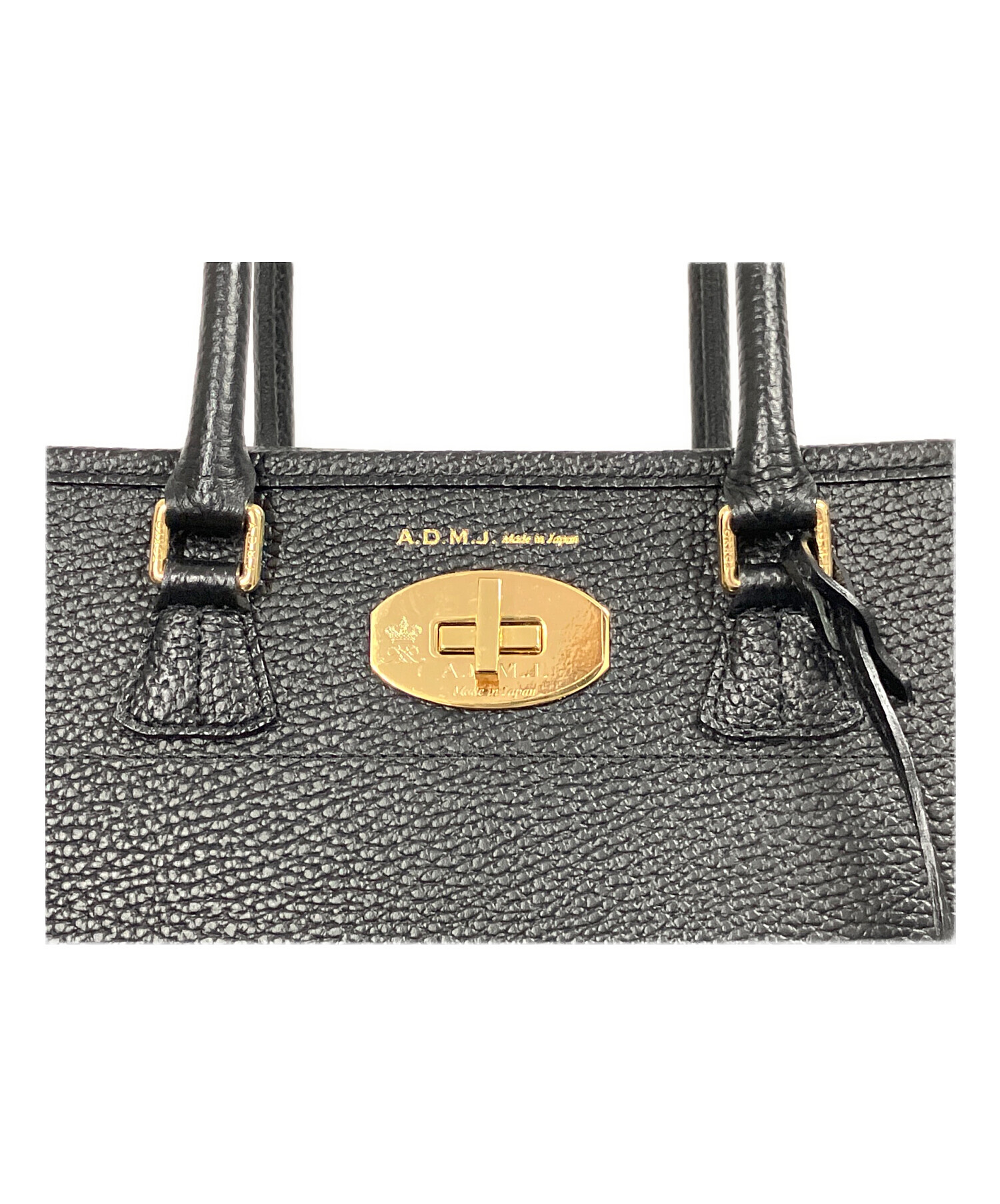 【美品】A.D.M.J. シュリンクレザー ハンドバッグ 中古・古着通販】A.D.M.J. (エーディーエムジェイ) シュリンクレザー