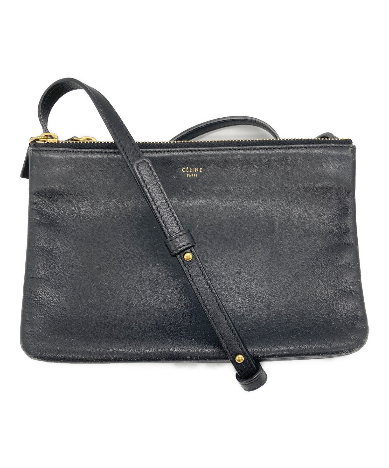 CELINE セリーヌ/トリオスモールショルダーバッグ/165113ETA/F・P******/BCランク/51【中古】 CELINE - CELINE セリーヌ/トリオスモールショルダーバッグ/165113ETA