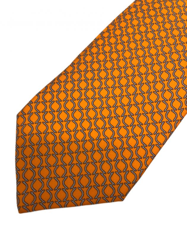 HERMES オレンジ パターン ネクタイ 中古・古着通販】HERMES (エルメス) ネクタイ オレンジ サイズ:ー