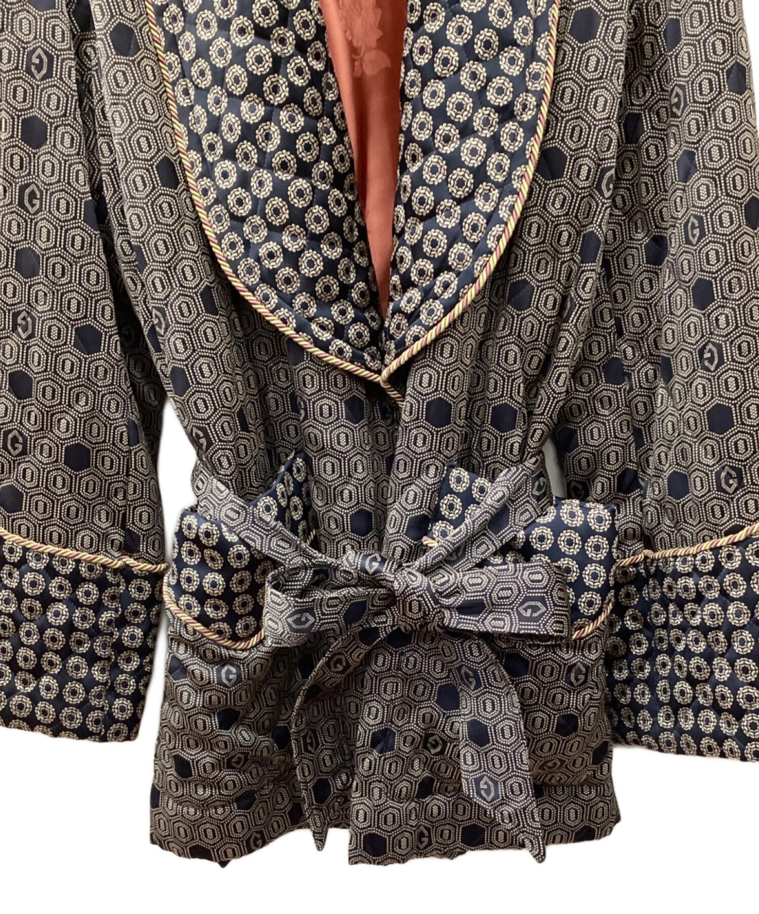 ヒカリGUCCIグッチツィード裏地シルク素敵なコート36 中古・古着通販】GUCCI (グッチ) ドットグッチ柄羽織ジャケット