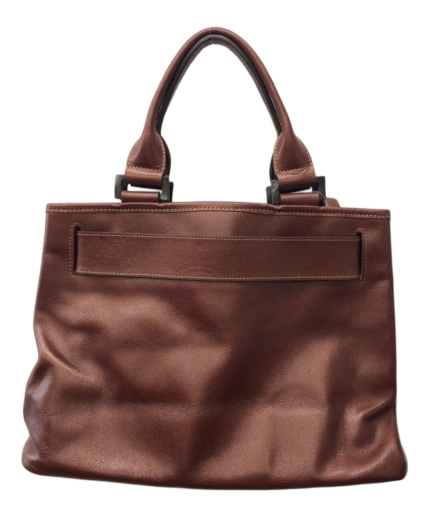 中古・古着通販】LONGCHAMP (ロンシャン) レザーハンドバッグ ブラウン 