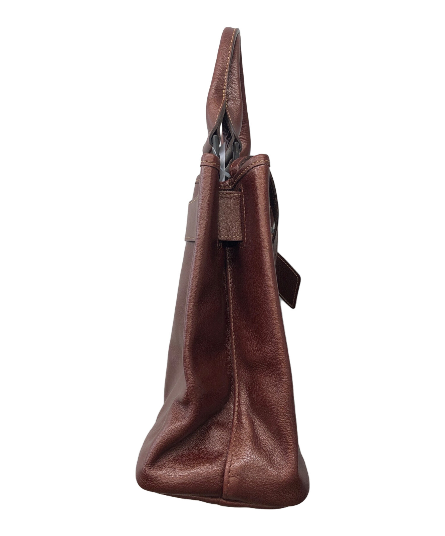 中古・古着通販】LONGCHAMP (ロンシャン) レザーハンドバッグ ブラウン 