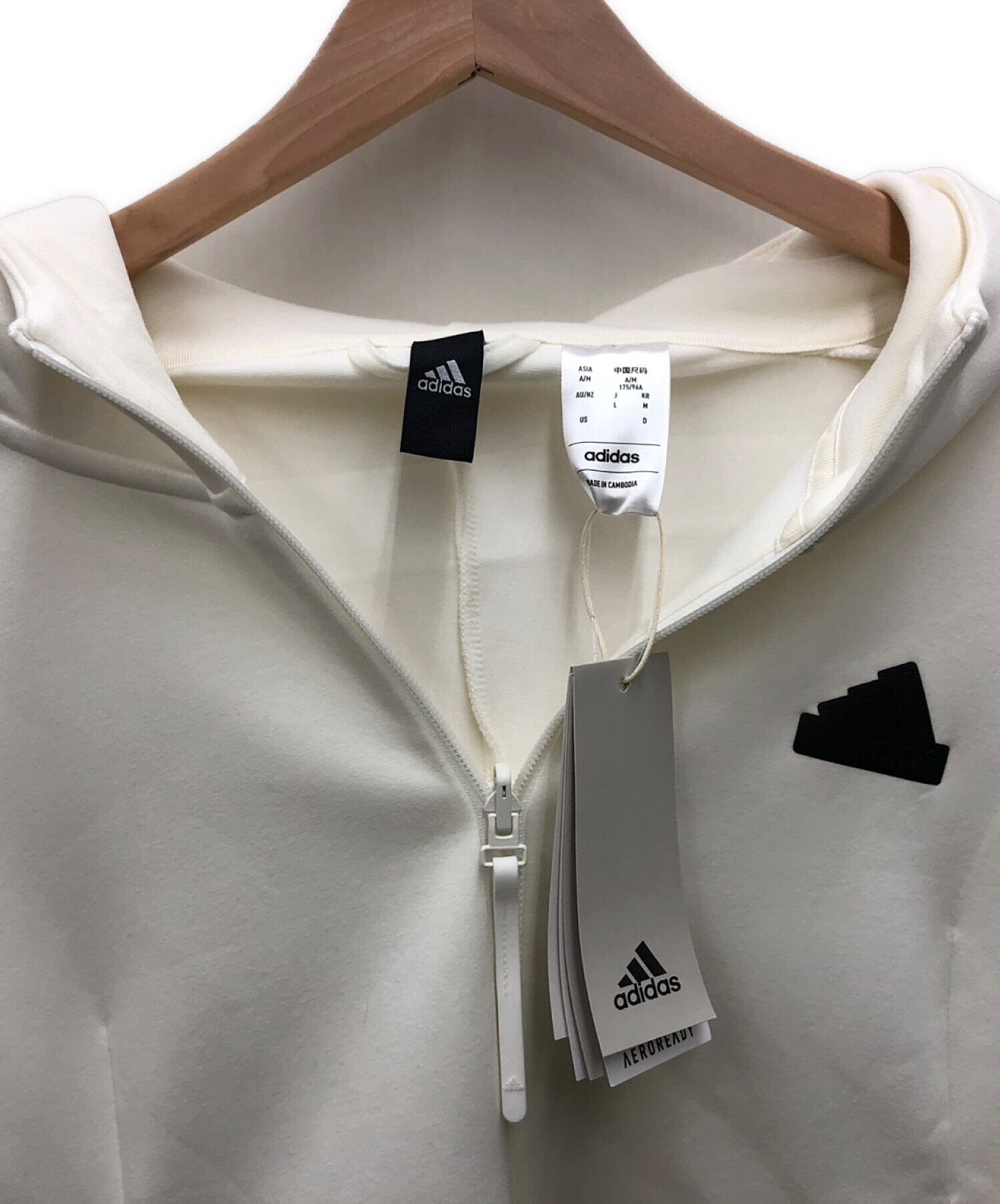 中古・古着通販】adidas (アディダス) ジップパーカー ホワイト サイズ 