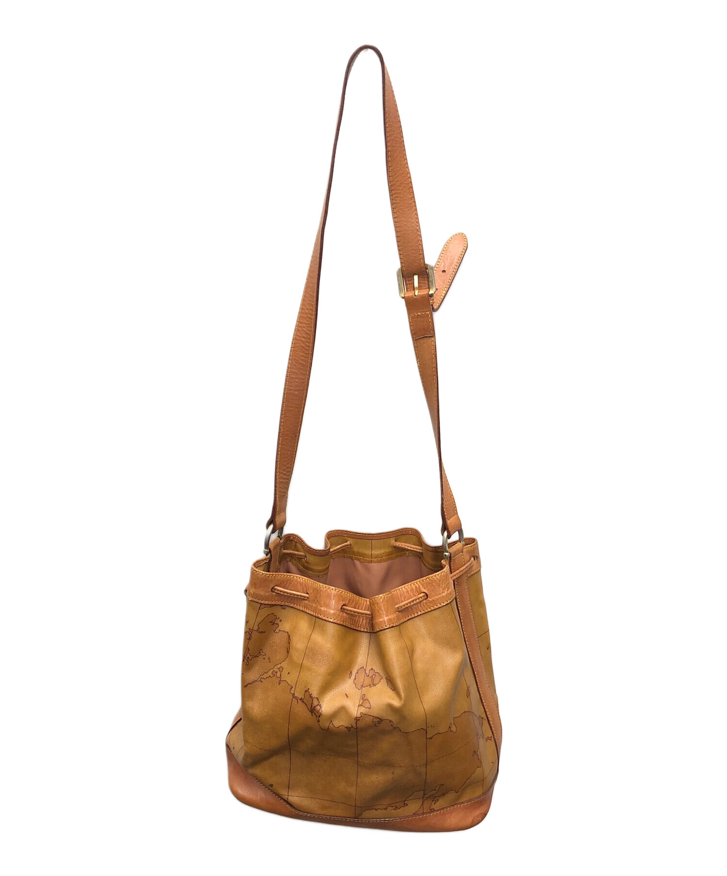 Used 美品 プリマクラッセ ショルダーバック ブラウン 美品 PRIMA CLASSE プリマクラッセ 地図柄 ショルダーバッグ 肩掛け