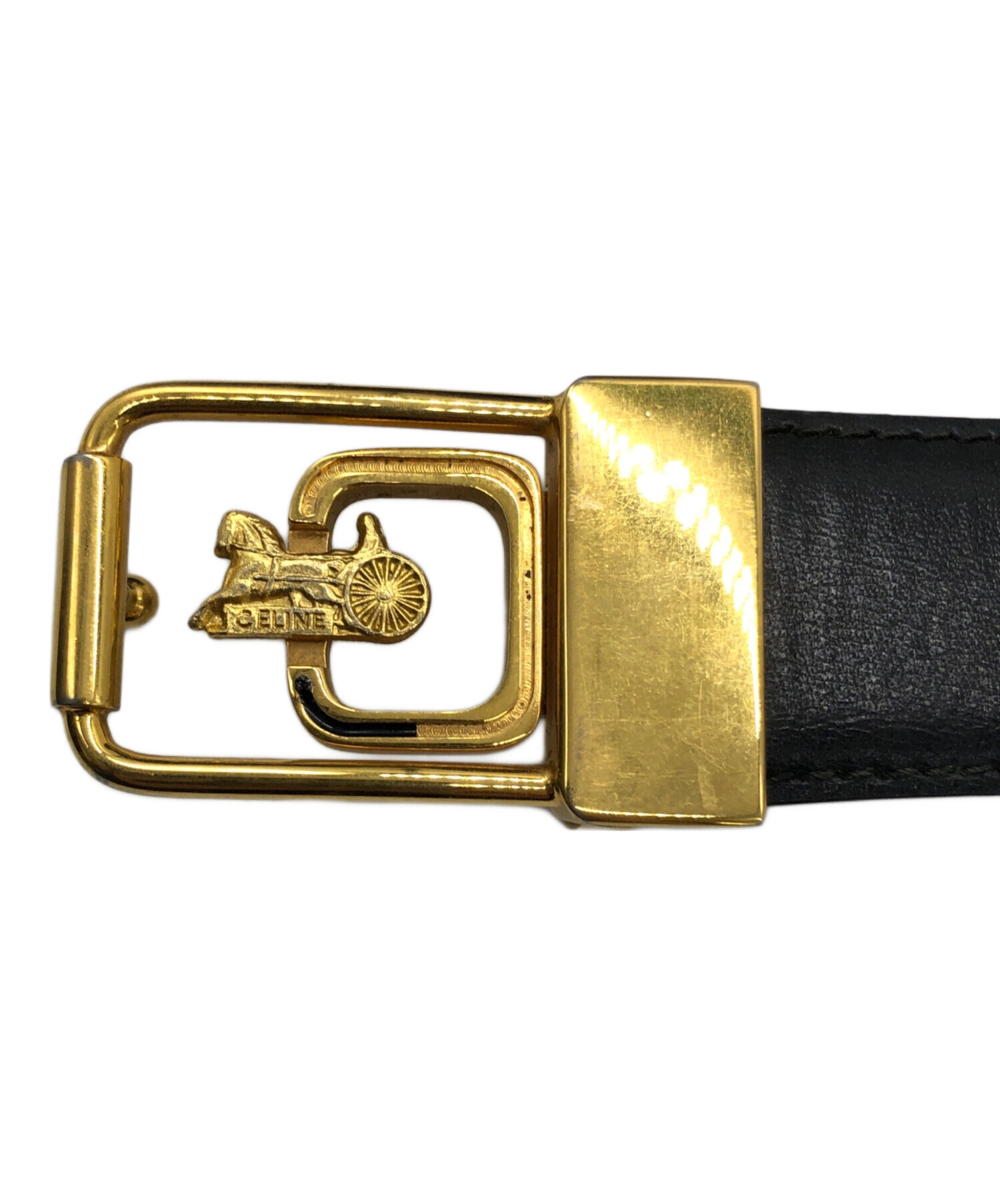 中古・古着通販】CELINE (セリーヌ) 馬車金具レザーベルト ブラック