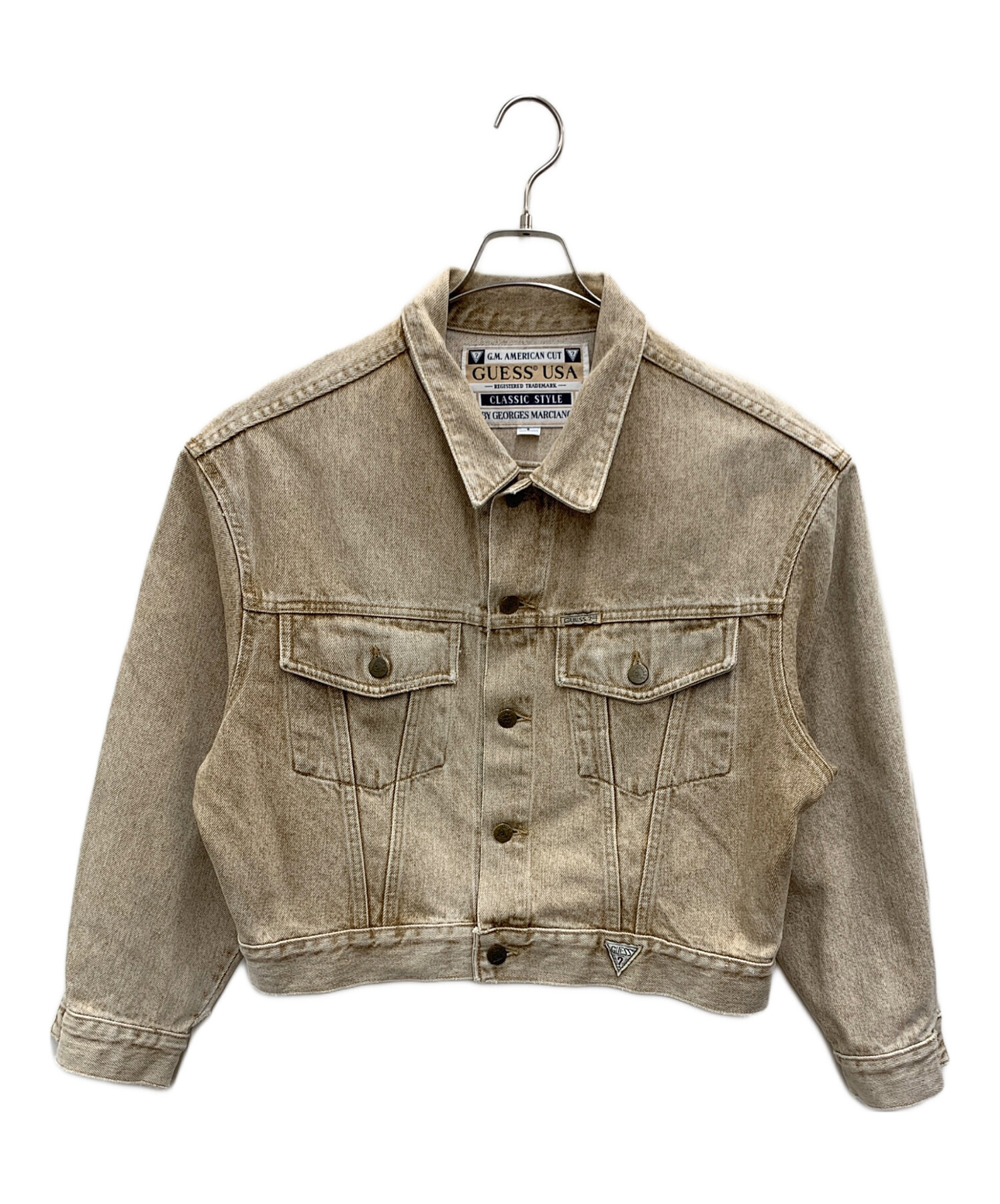 中古・古着通販】GUESS (ゲス) デニムジャケット ベージュ サイズ:L 
