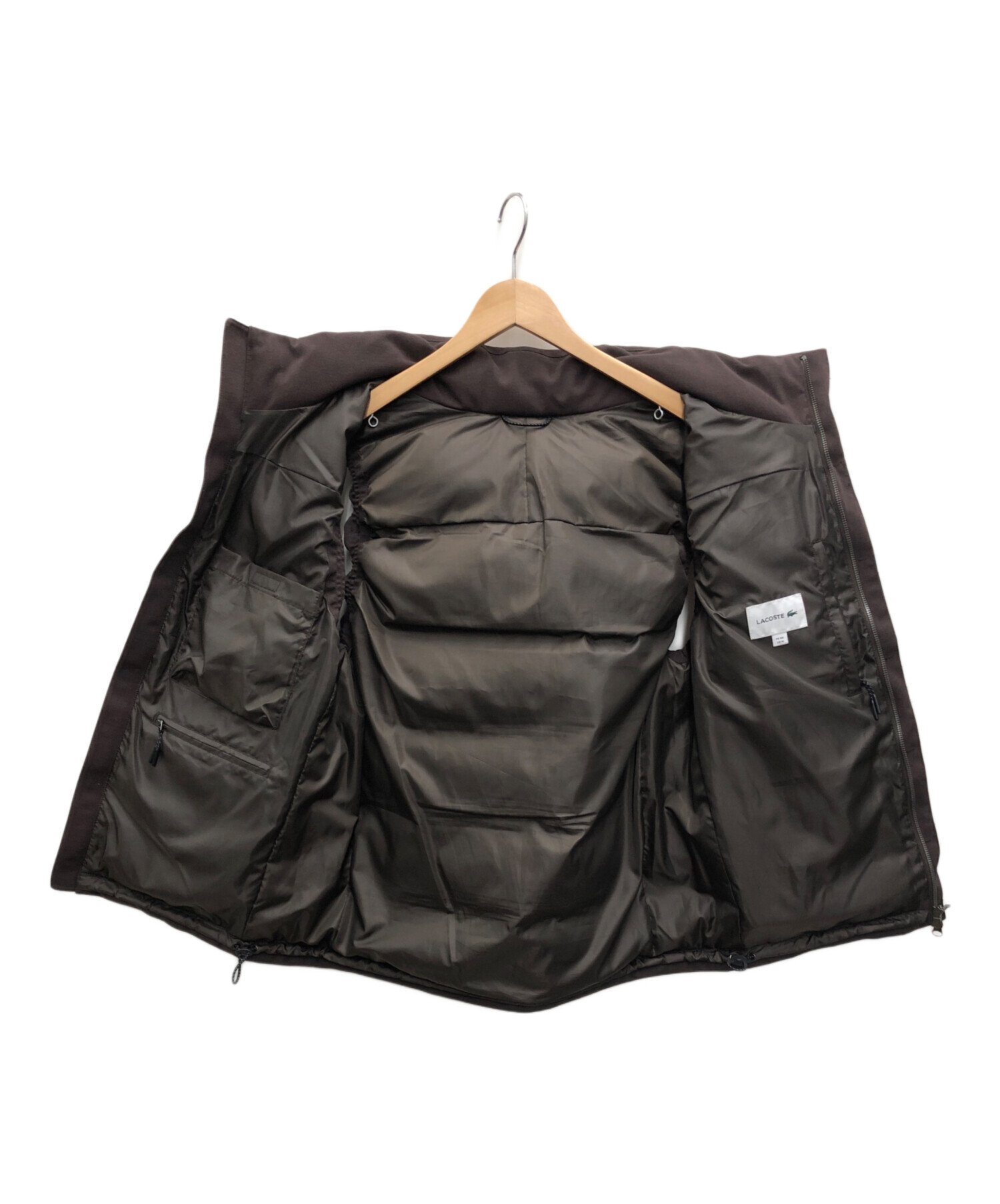 LACOSTE ブラウン ダウンベスト ラコステ LACOSTE クロコバックステッチダウンベスト （ブラウン