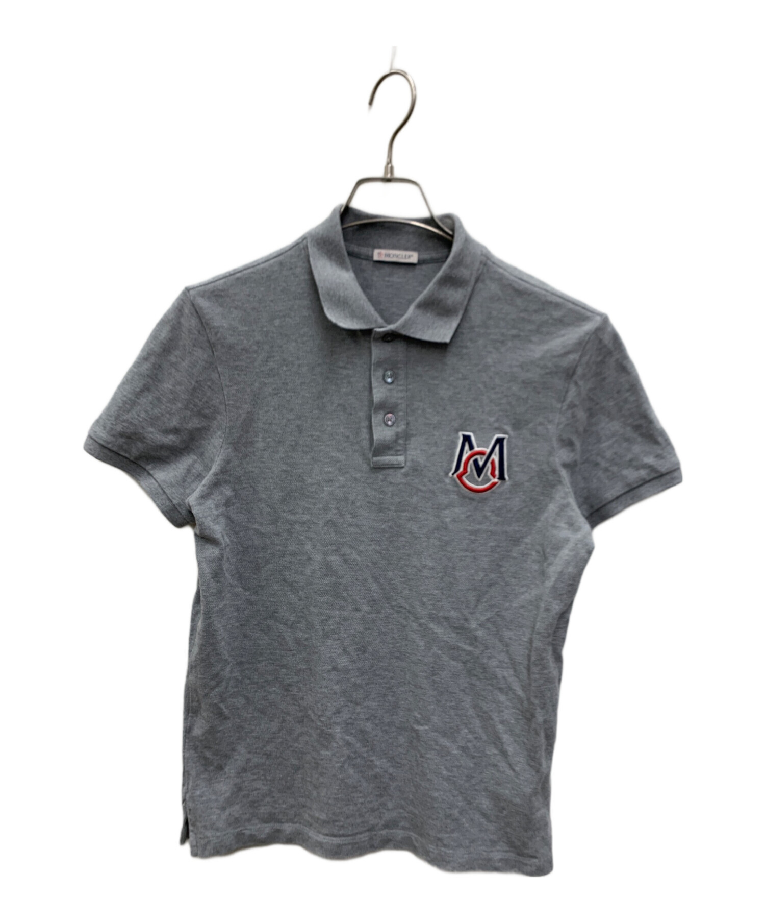 【美品】MONCLER（モンクレール） メンズ ポロシャツ Lサイズ グレー MONCLER グレーポロシャツ モンクレールポロシャツ メンズ MONCLER