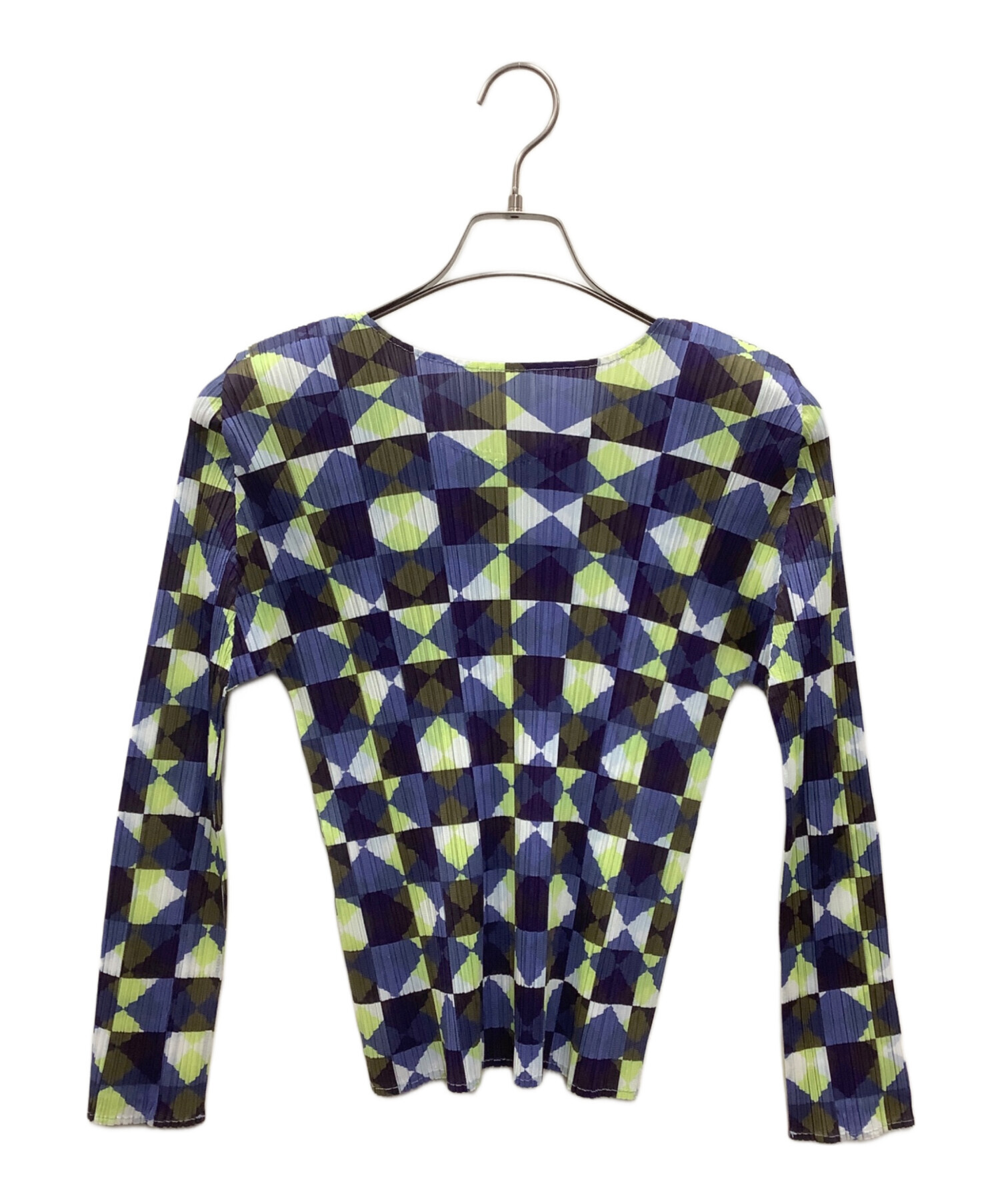 プリーツ プリーズ カットソー カラフル パープル グリーン良品