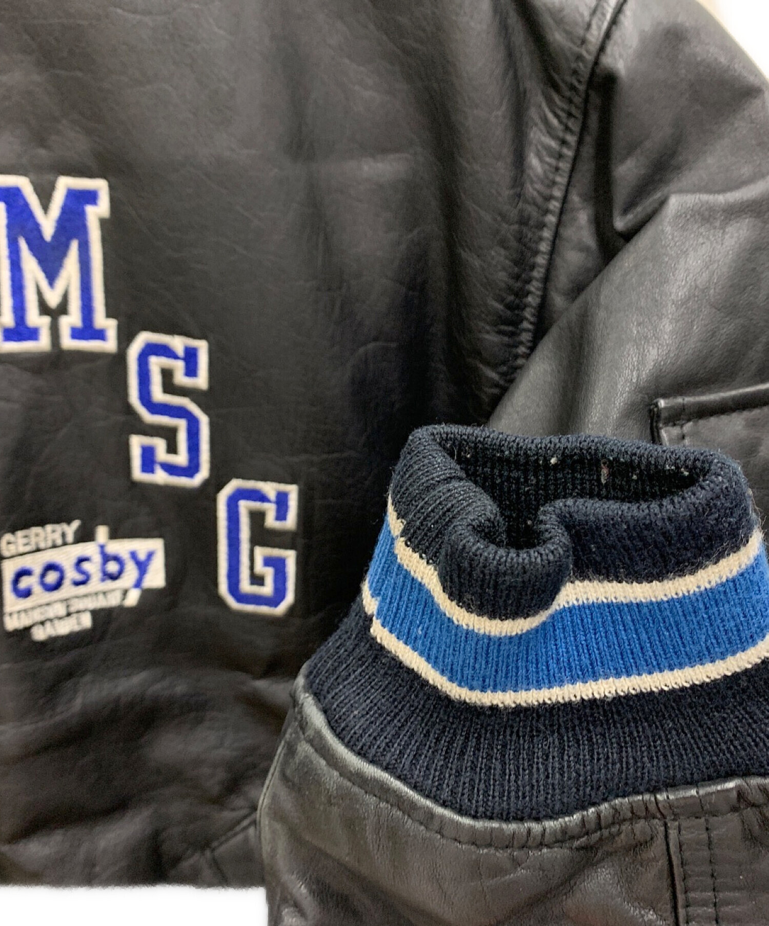 中古・古着通販】cosby (コスビ) レザージャケット ブラック×ブルー