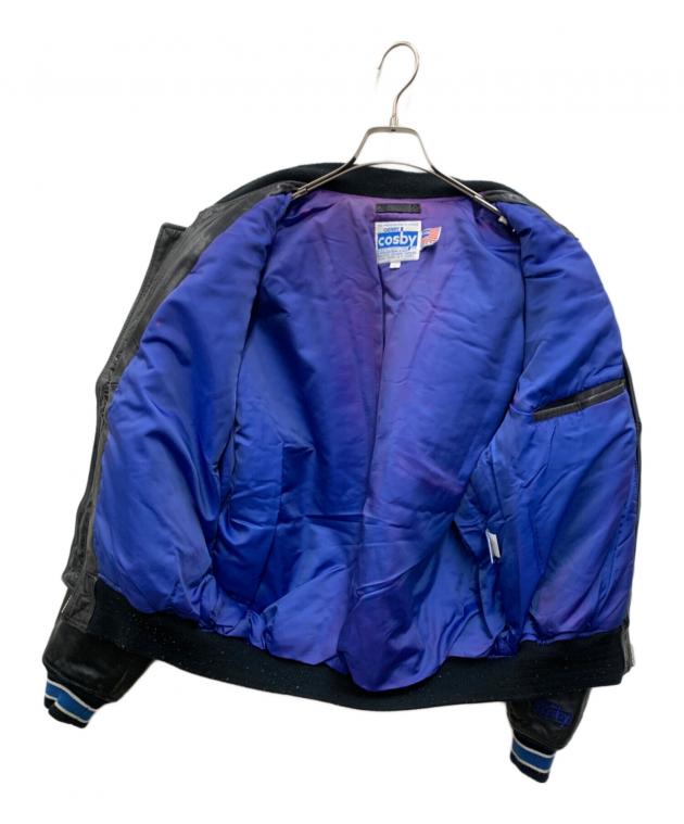 中古・古着通販】cosby (コスビ) レザージャケット ブラック×ブルー