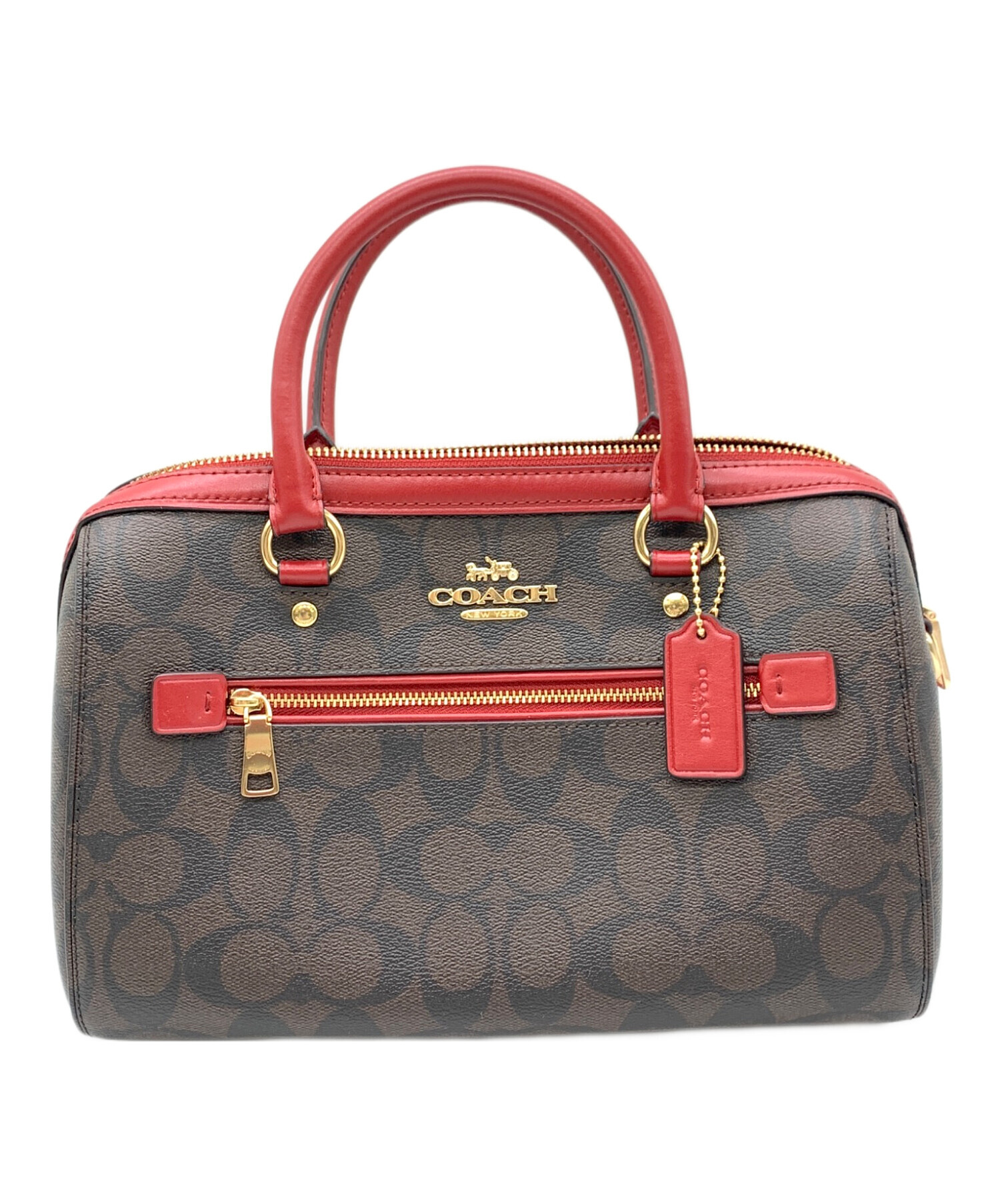 中古・古着通販】COACH (コーチ) 2WAYバッグ ブラウン×レッド 