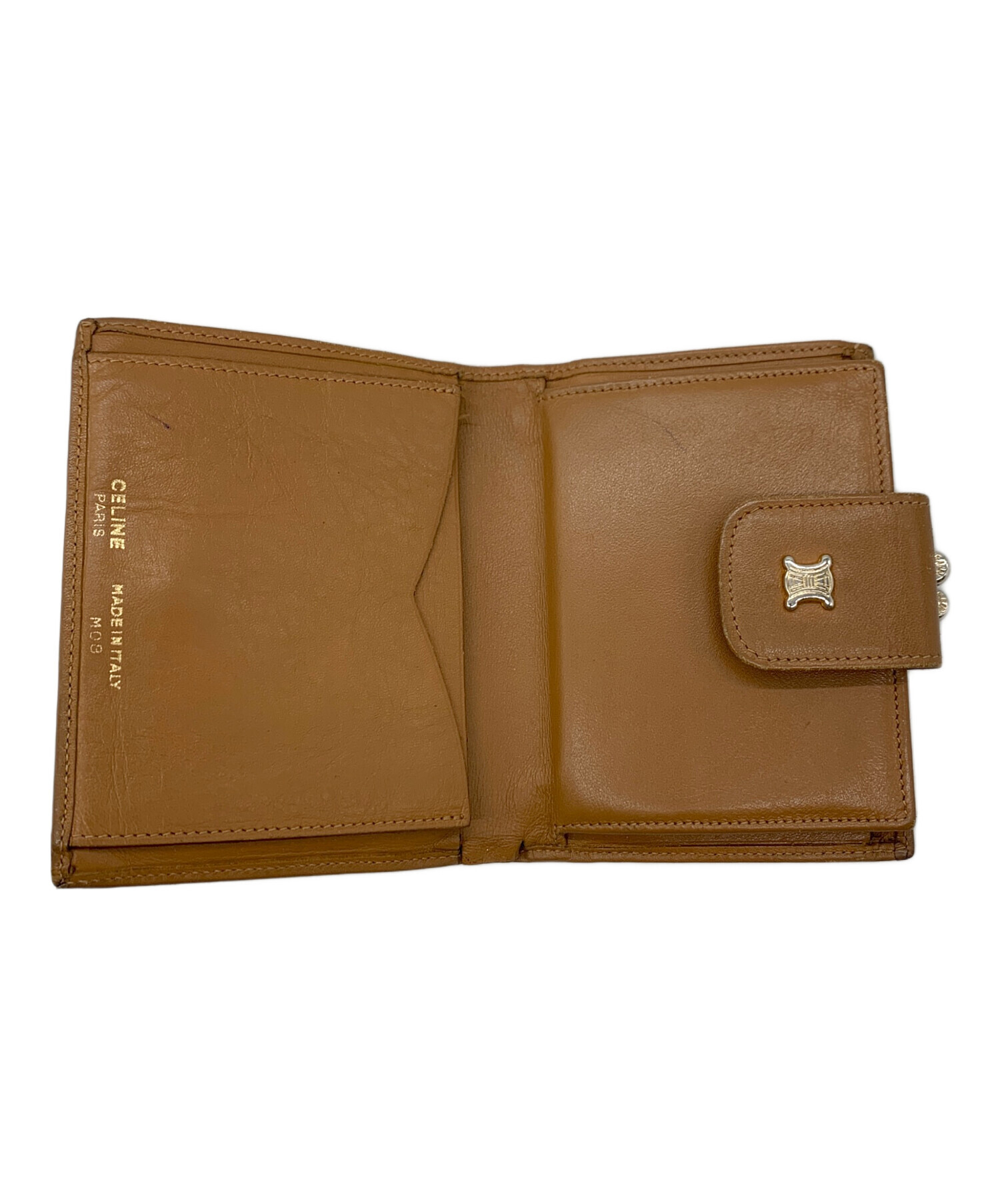 美品 CELINE 二つ折り財布 ベージュ/ブラウン 中古・古着通販】CELINE (セリーヌ) 2つ折り財布 ブラウン×ベージュ