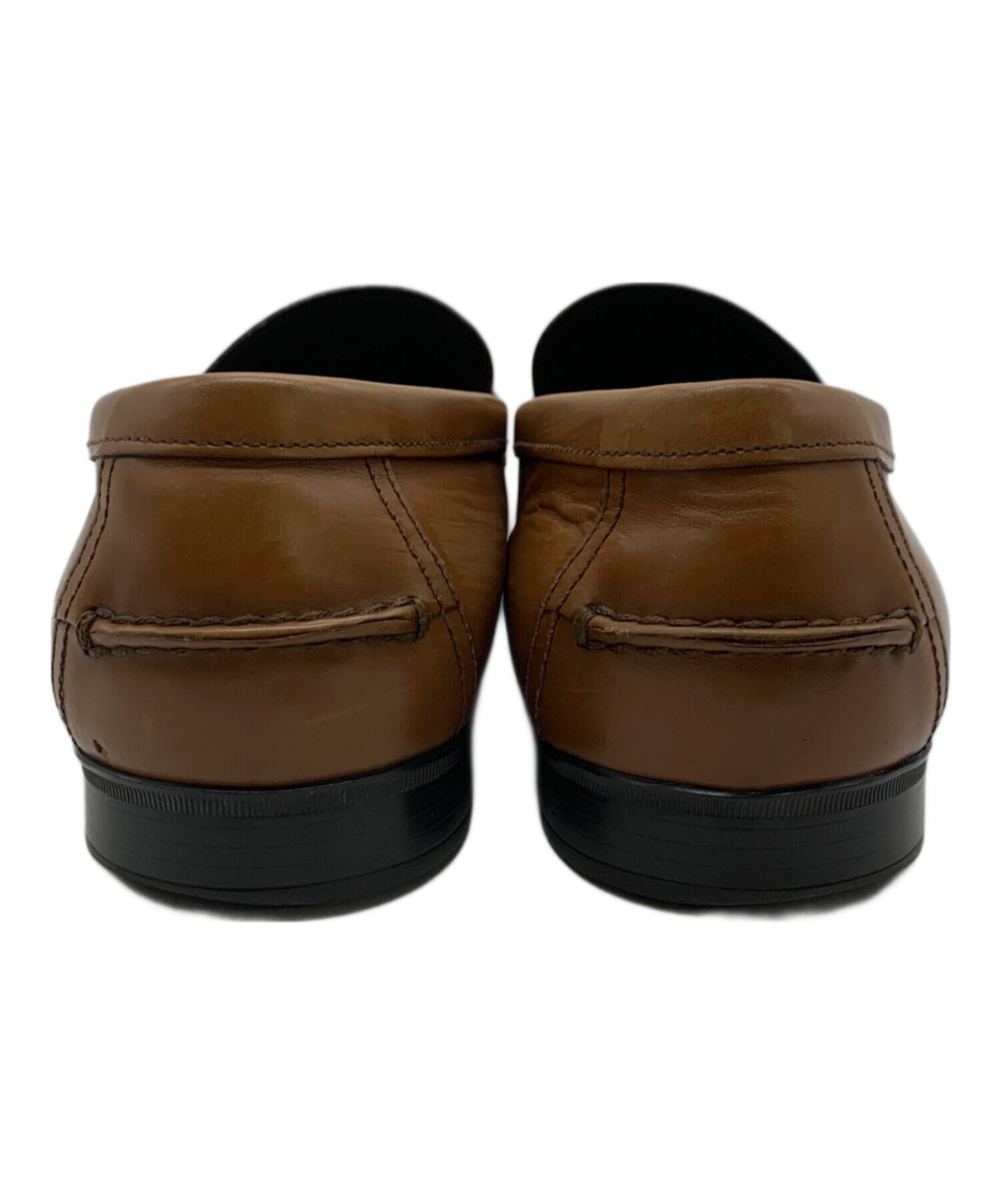 PRADA ブラウン ローファー　サイズ35 PRADA 【値下げ】PRADA ブラッシュドレザーローファーシューズ