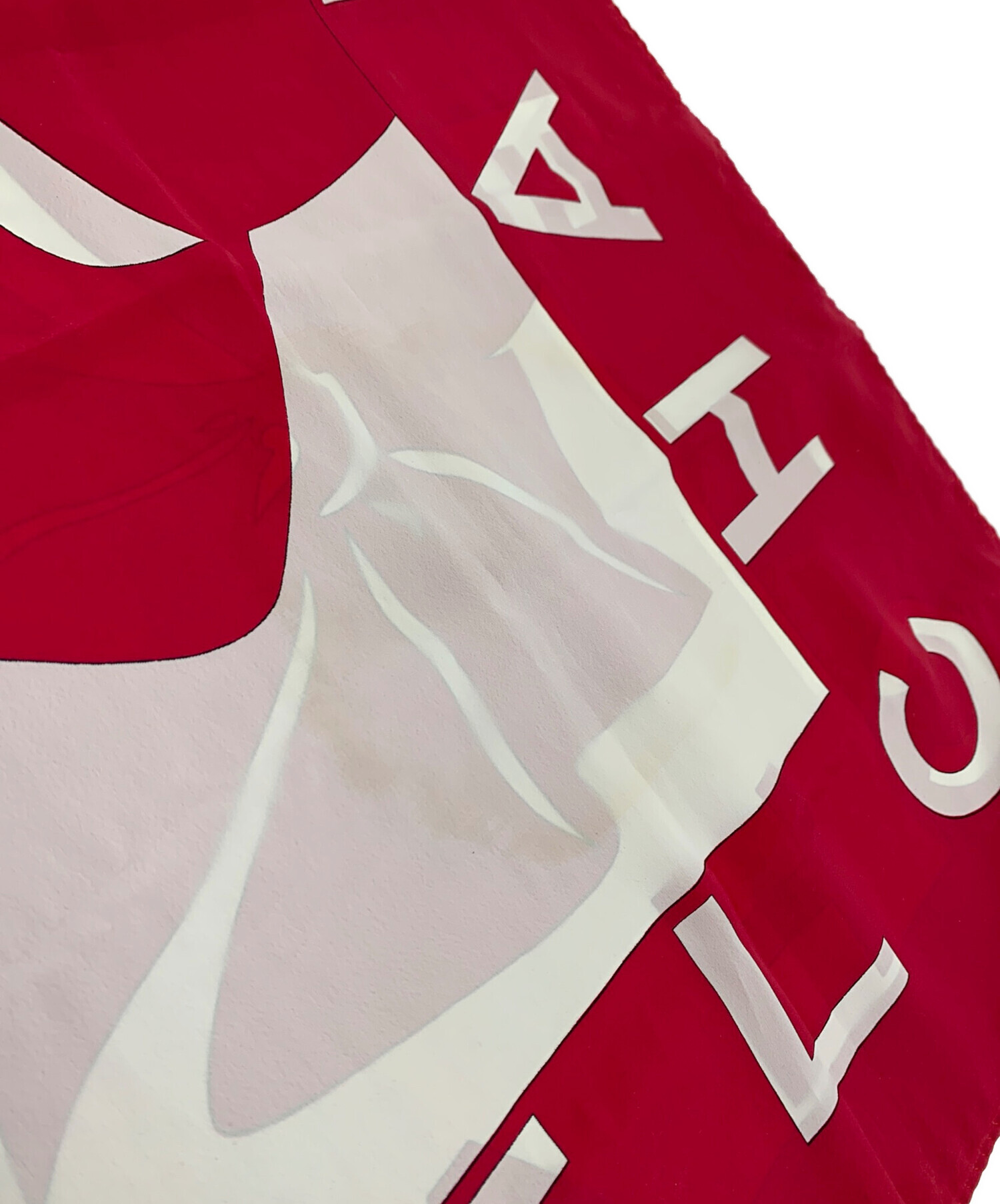 中古・古着通販】CHANEL (シャネル) シルクスカーフ ピンク×ホワイト