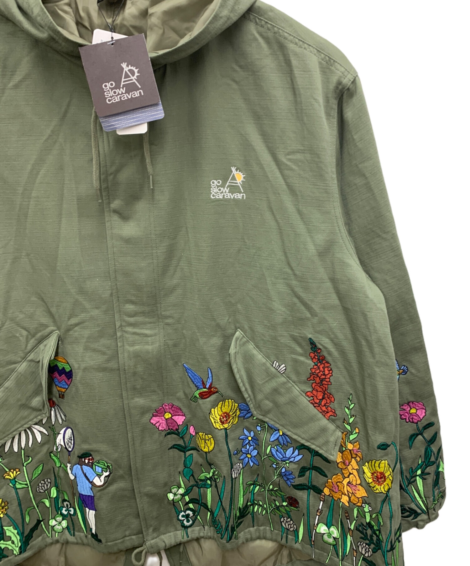 ゴースローキャラバン コードクロスパネル 刺繍 モッズコート 未使用級 1 go slow caravan（ゴースローキャラバン）の「コードクロスパネル刺繍