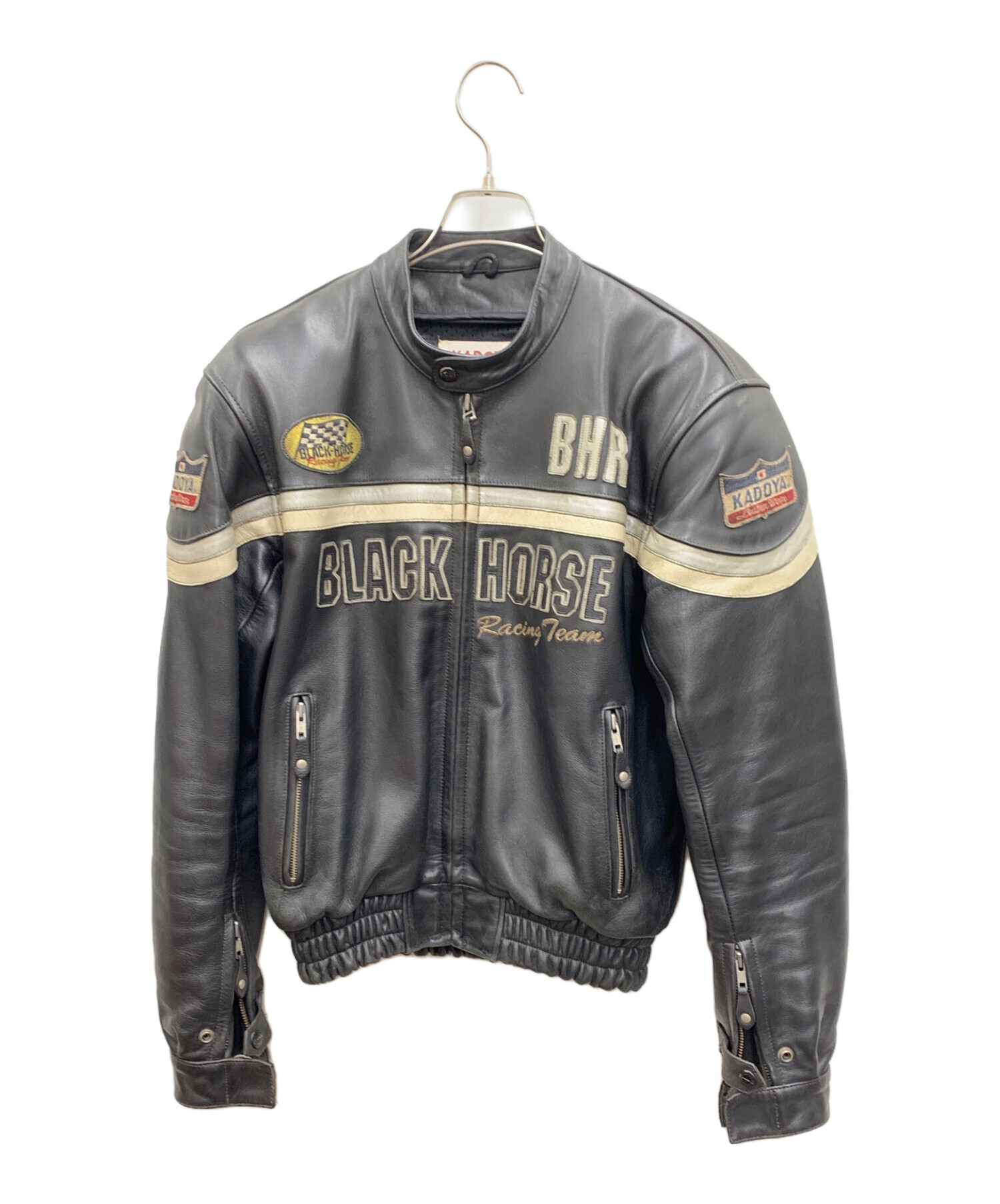 KADOYA レザーライダースジャケット Mサイズ 中古・古着通販】KADOYA (カドヤ) レザーライダースジャケット