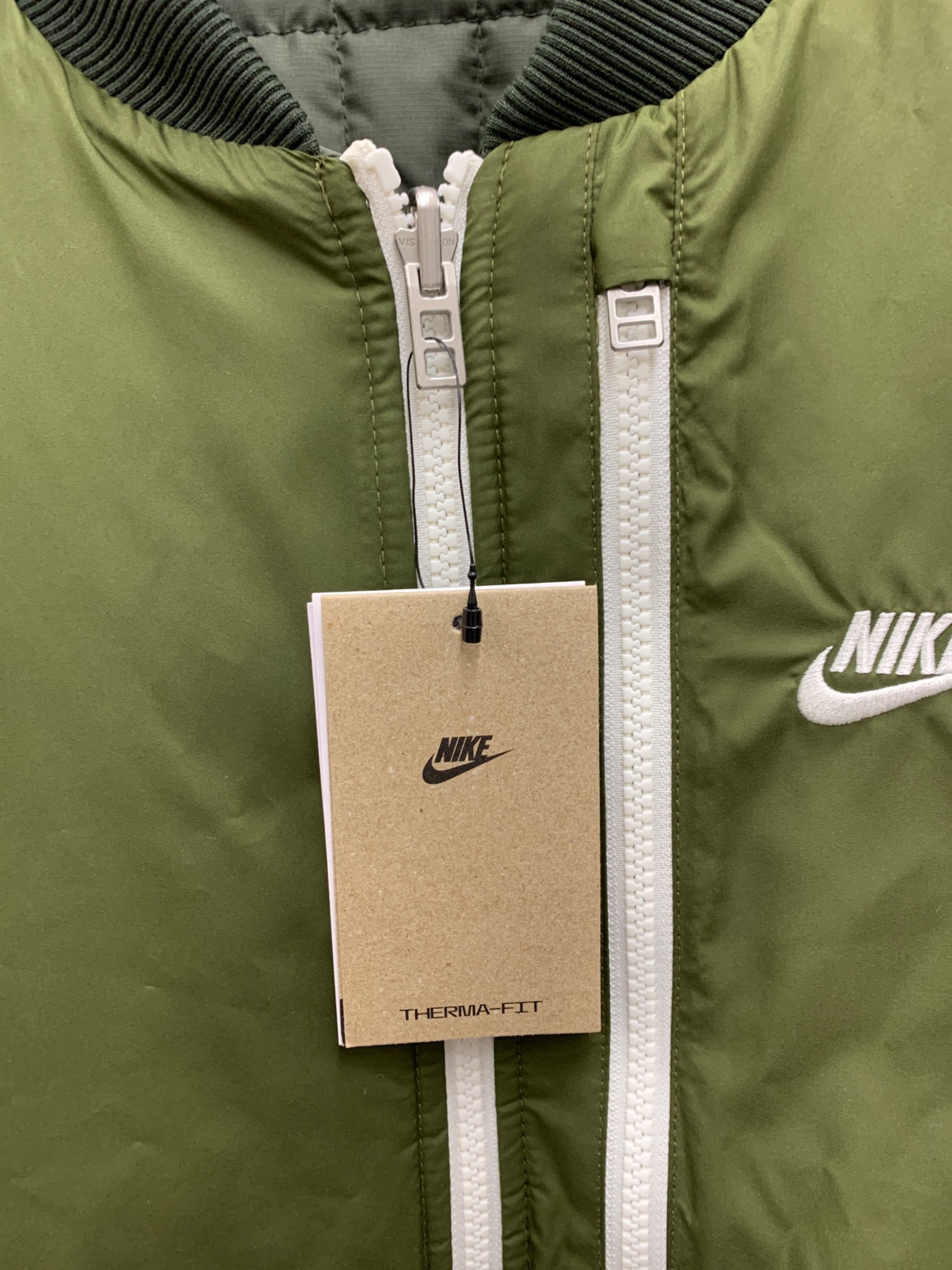 中古・古着通販】NIKE (ナイキ) リバーシブル中綿ジャケット オリーブ