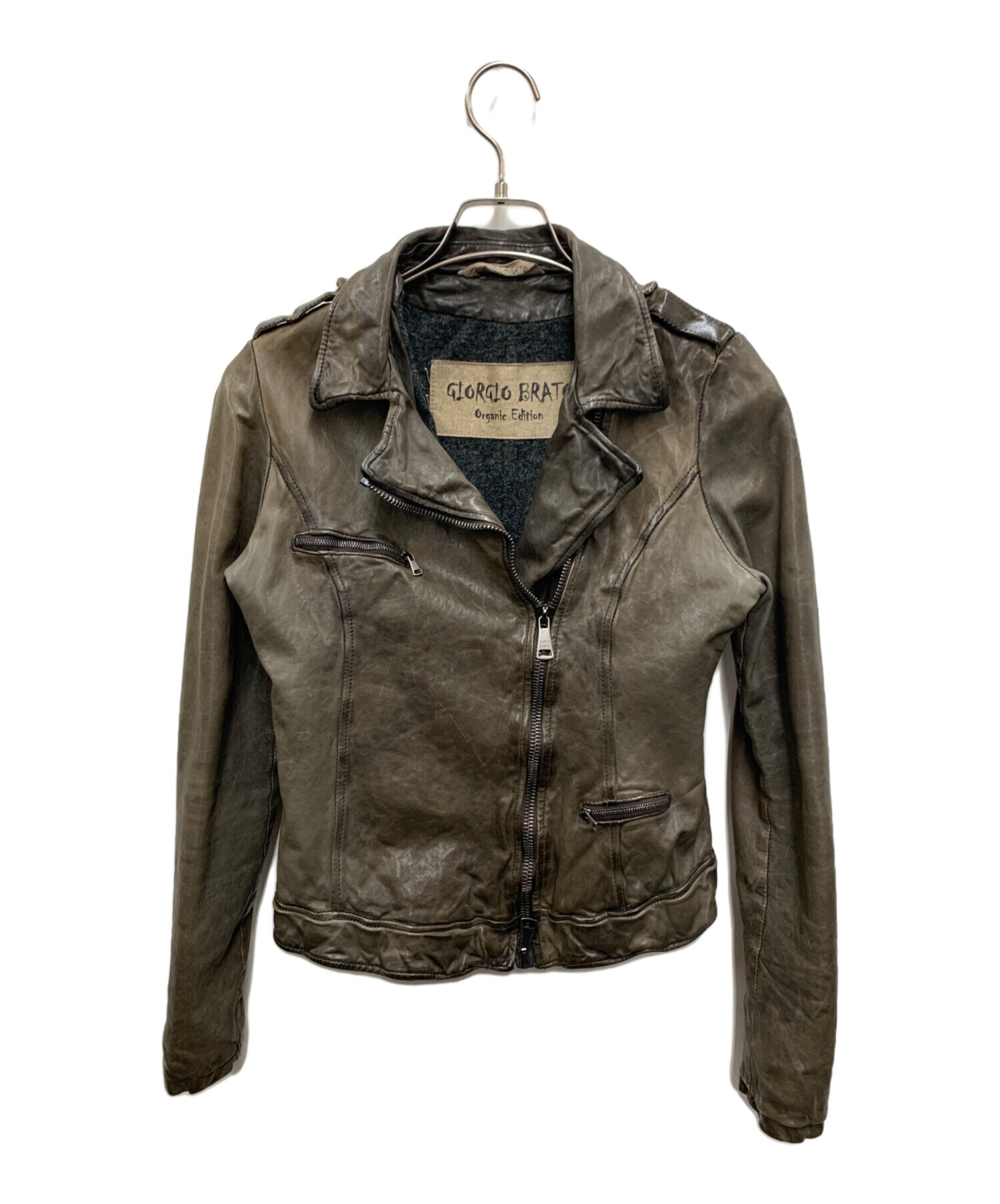 Giorgio Brato ブラウンレザージャケット 中古・古着通販】GIORGIO BRATO (ジョルジョブラッド) ライダース