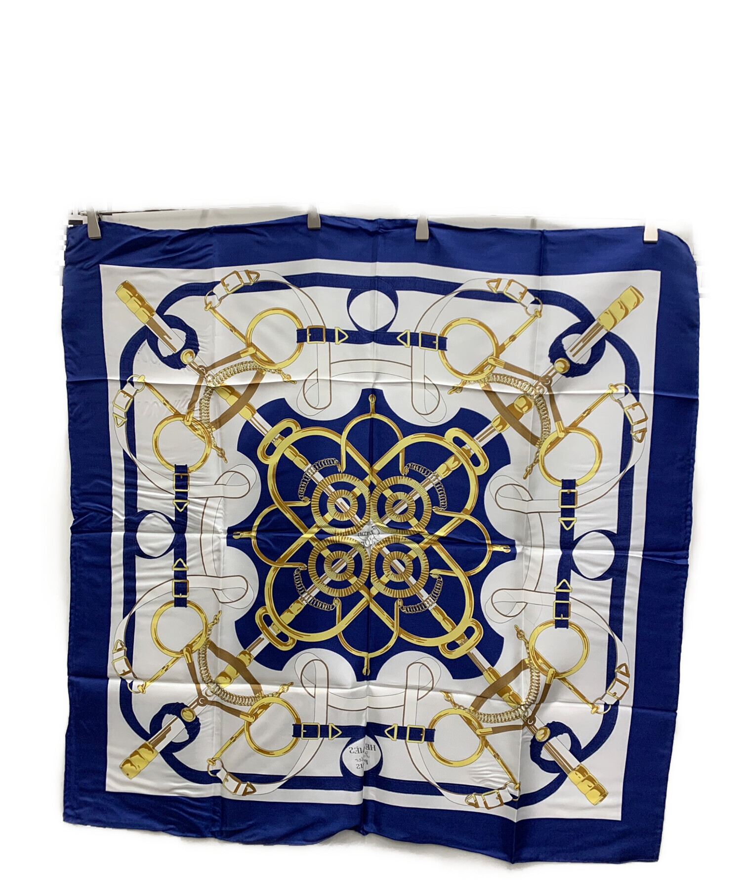 中古・古着通販】HERMES (エルメス) シルクスカーフ 黄金の拍車 ブルー