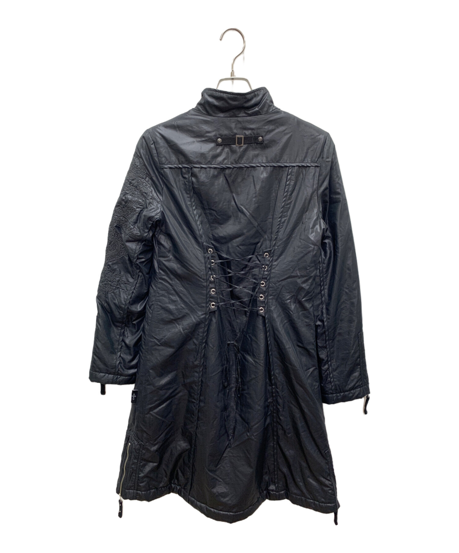 Ozz on Ozz Croce ロングメッシュコート フード付き ブラック 中古・古着通販】Ozz croce (オッズクローチェ) ロングコート ブラック