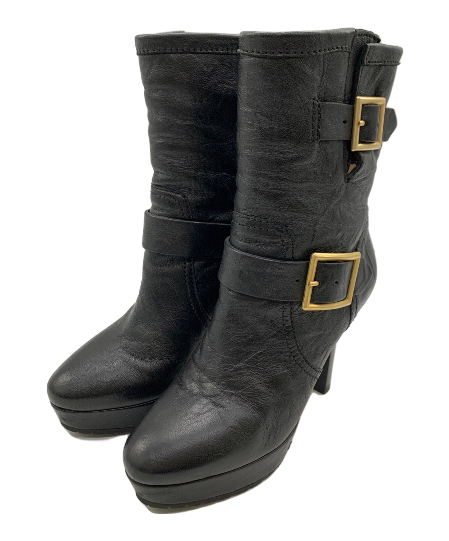 Jimmy Choo サイズ35.5 やぎ革 ブラック ショートブーツ 中古・古着通販】JIMMY CHOO (ジミーチュウ) ショートブーツ ブラック