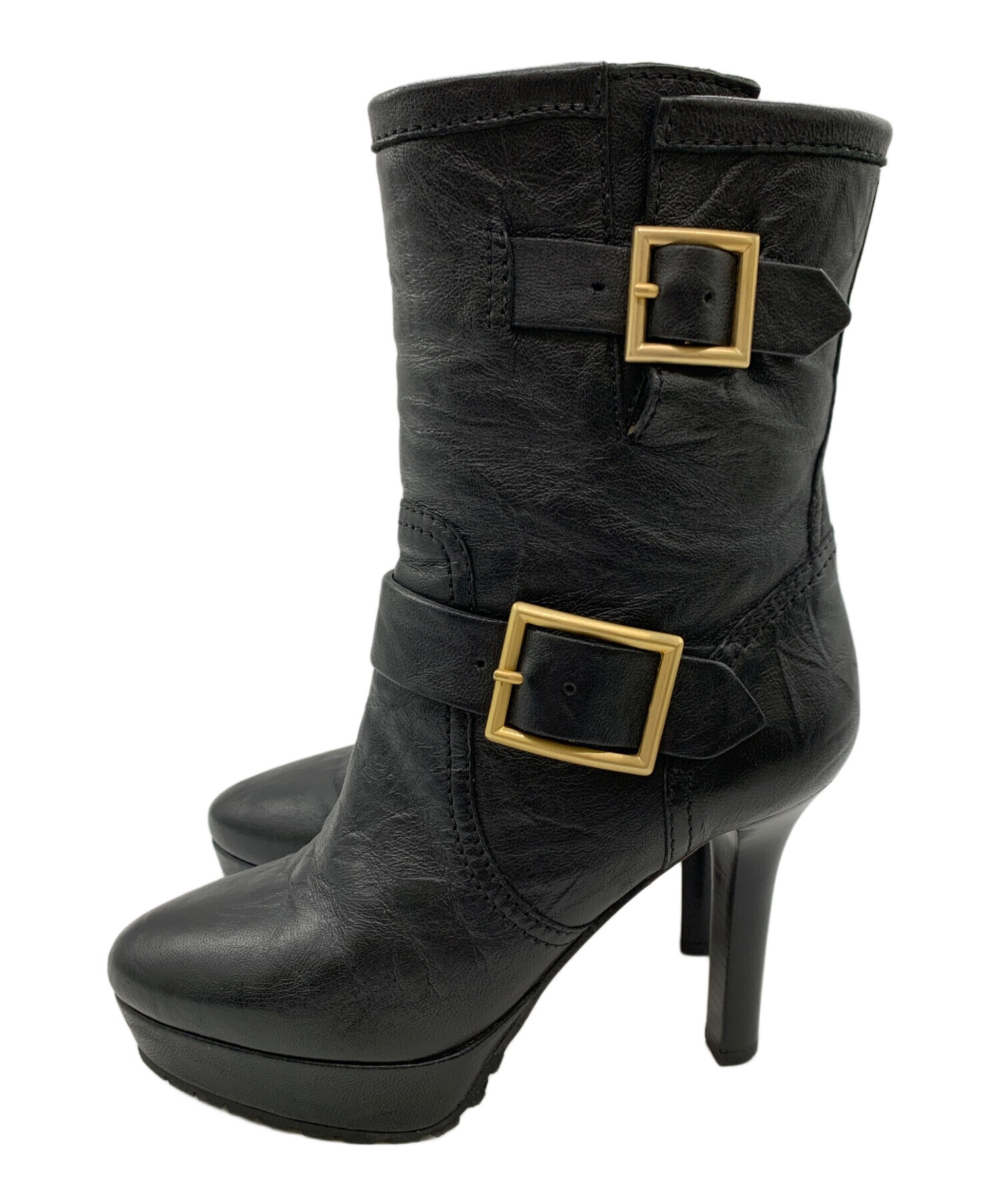 Jimmy Choo サイズ35.5 やぎ革 ブラック ショートブーツ 中古・古着通販】JIMMY CHOO (ジミーチュウ) ショートブーツ ブラック