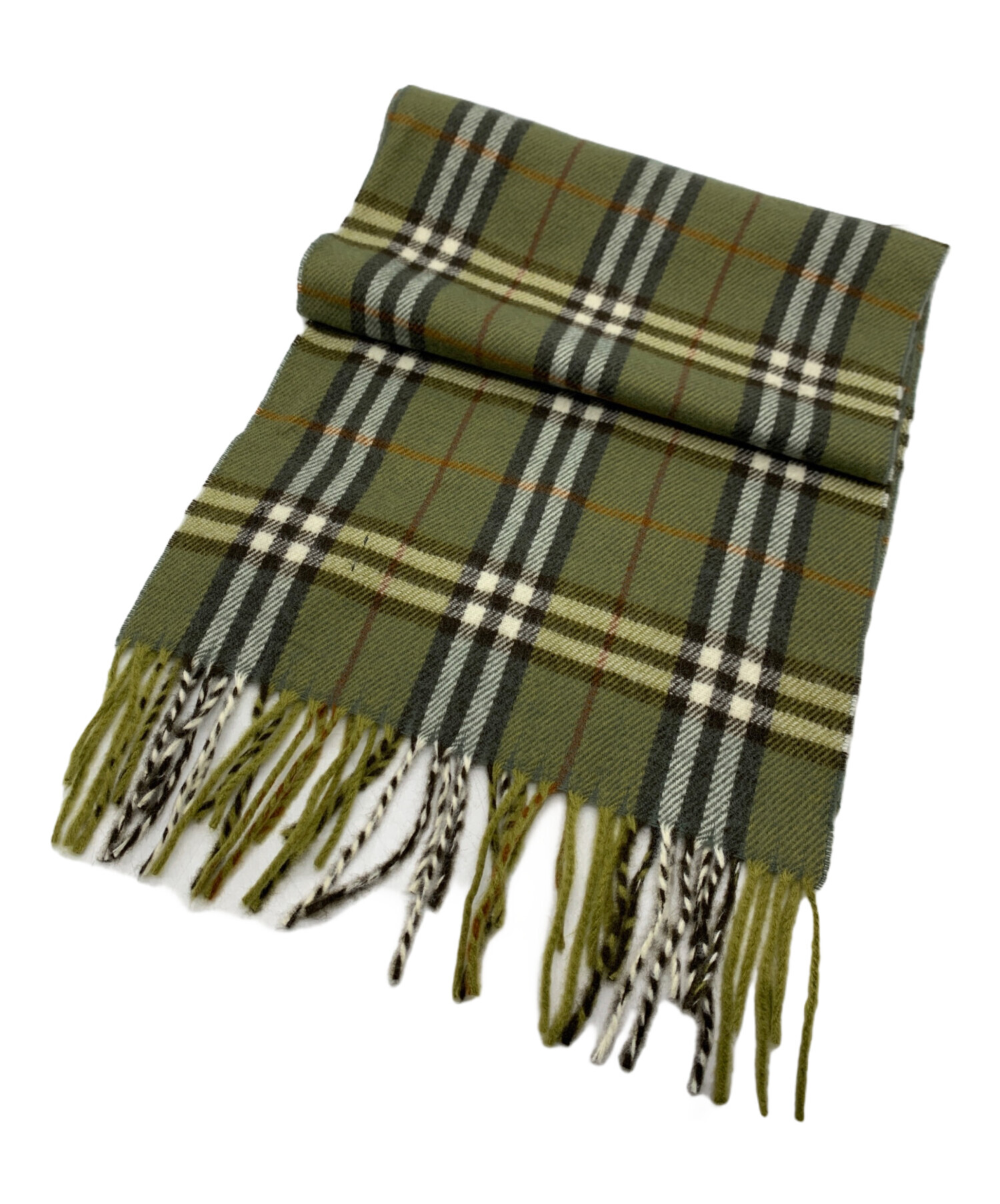 【美品】Burberrys バーバリー マフラー　カシミヤ カーキ　オリーブ 美品】Burberrys バーバリー マフラーカシミヤ イングランド製 カーキ
