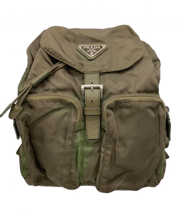 良品 プラダ ビンテージ ナイロン 軽量 リュック オリーブ レディース メンズ 中古・古着通販】PRADA (プラダ) ナイロンリュック オリーブ｜ブランド