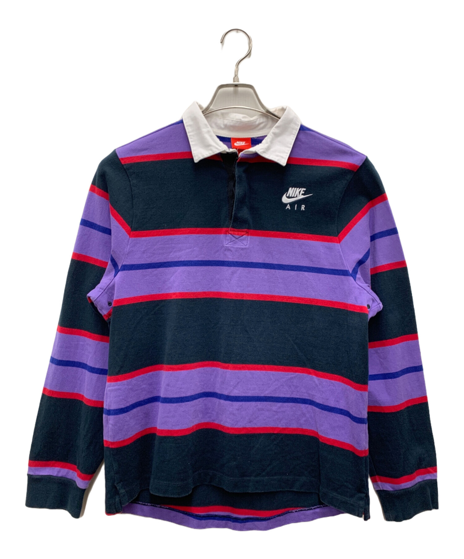 00s~ NIKE ナイキ ラガー ラグビー シャツ 長袖 ポロシャツ ボーダー 中古・古着通販】NIKE (ナイキ) ラガーシャツ ブラック×パープル