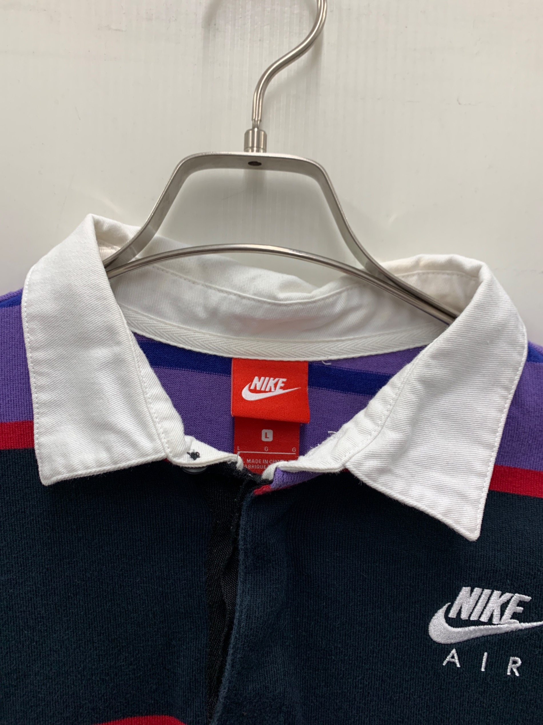 中古・古着通販】NIKE (ナイキ) ラガーシャツ ブラック×パープル
