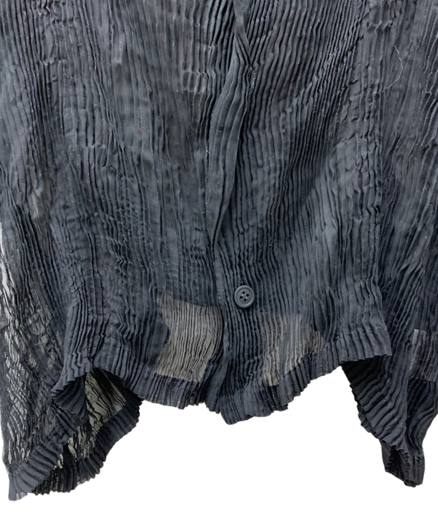 ISSEY MIYAKE シフォン　カーディガン　紺グレー 中古・古着通販】ISSEY MIYAKE (イッセイミヤケ) シフォンツイスト
