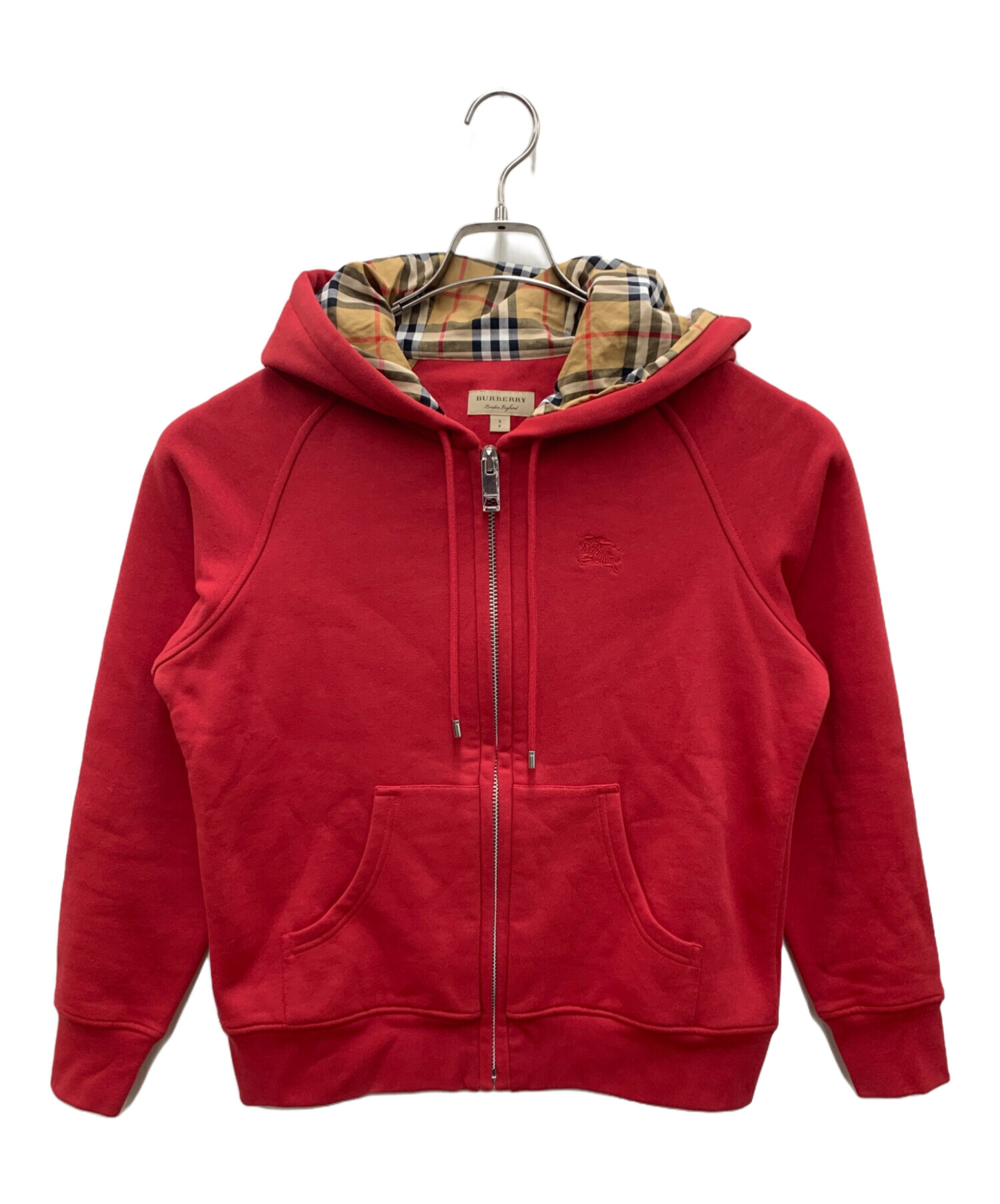 中古・古着通販】BURBERRY (バーバリー) ジップパーカー レッド サイズ
