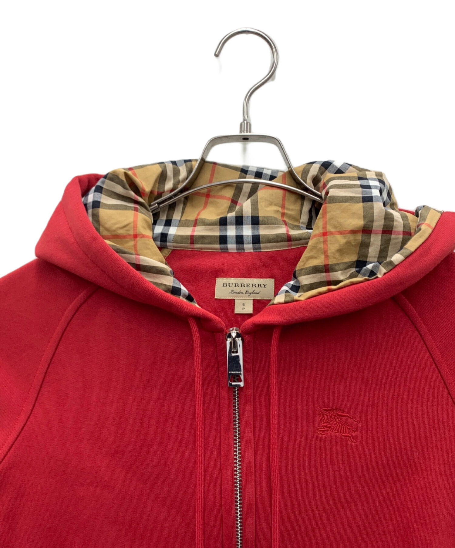 中古・古着通販】BURBERRY (バーバリー) ジップパーカー レッド サイズ