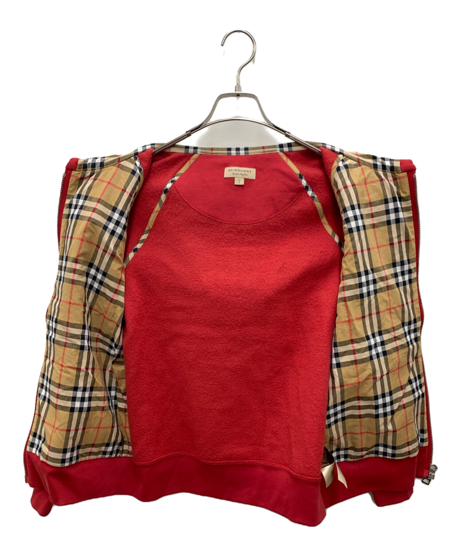 中古・古着通販】BURBERRY (バーバリー) ジップパーカー レッド サイズ