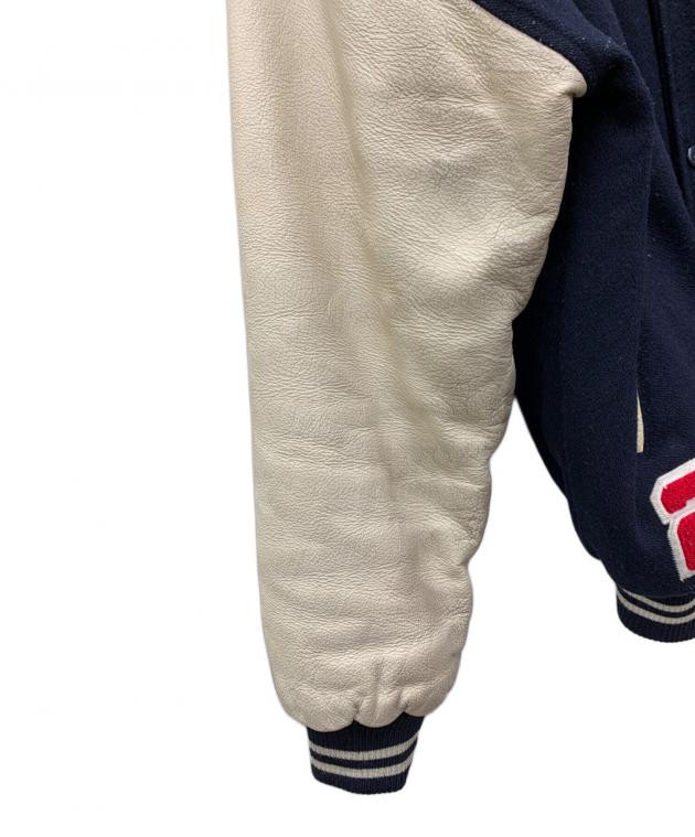 中古・古着通販】NIKE (ナイキ) 袖レザースタジャン ネイビー