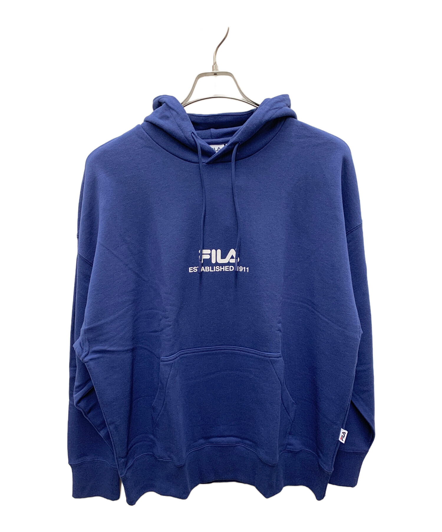 IMP. FILA フーディ パーカー ネイビー Lサイズ 中古・古着通販】FILA (フィラ) プルオーバーパーカー ネイビー サイズ