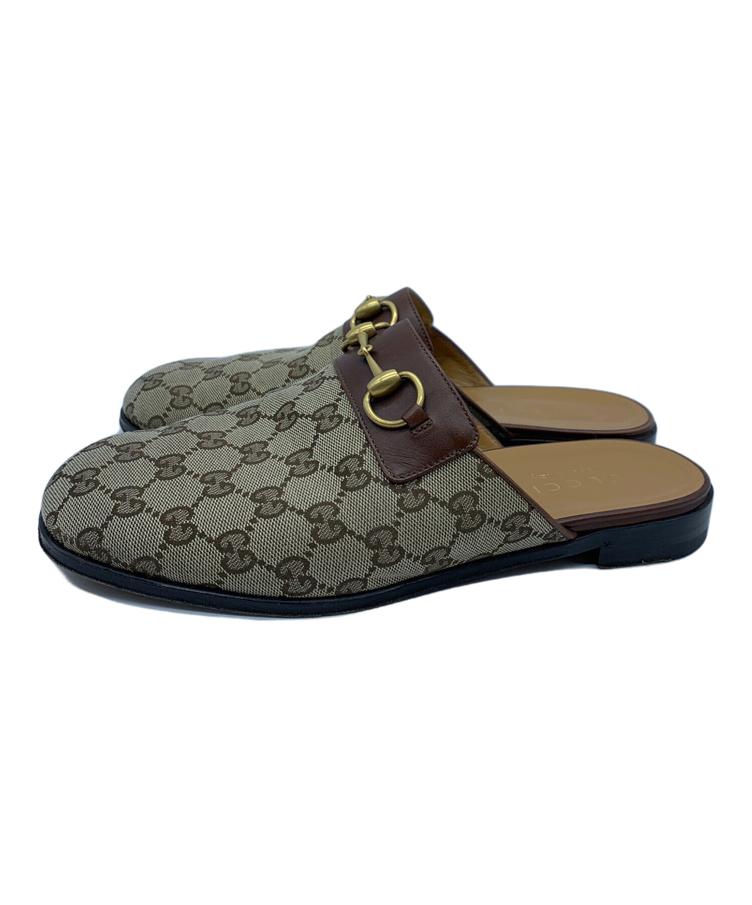 クリーニング済み★GUCCIホースビットウエッジソールサンダル 24.5㎝ 中古・古着通販】GUCCI (グッチ) GGキャンバスホースビットサンダル