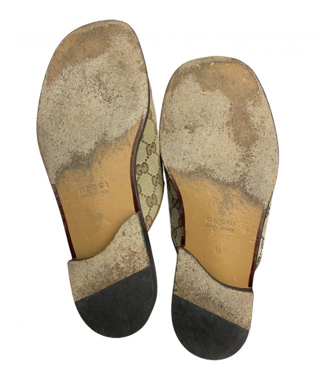 グッチ 9 26 GG ホースビット サンダル キャンバス ブラウン イタリア 中古・古着通販】GUCCI (グッチ) GGキャンバスホースビットサンダル