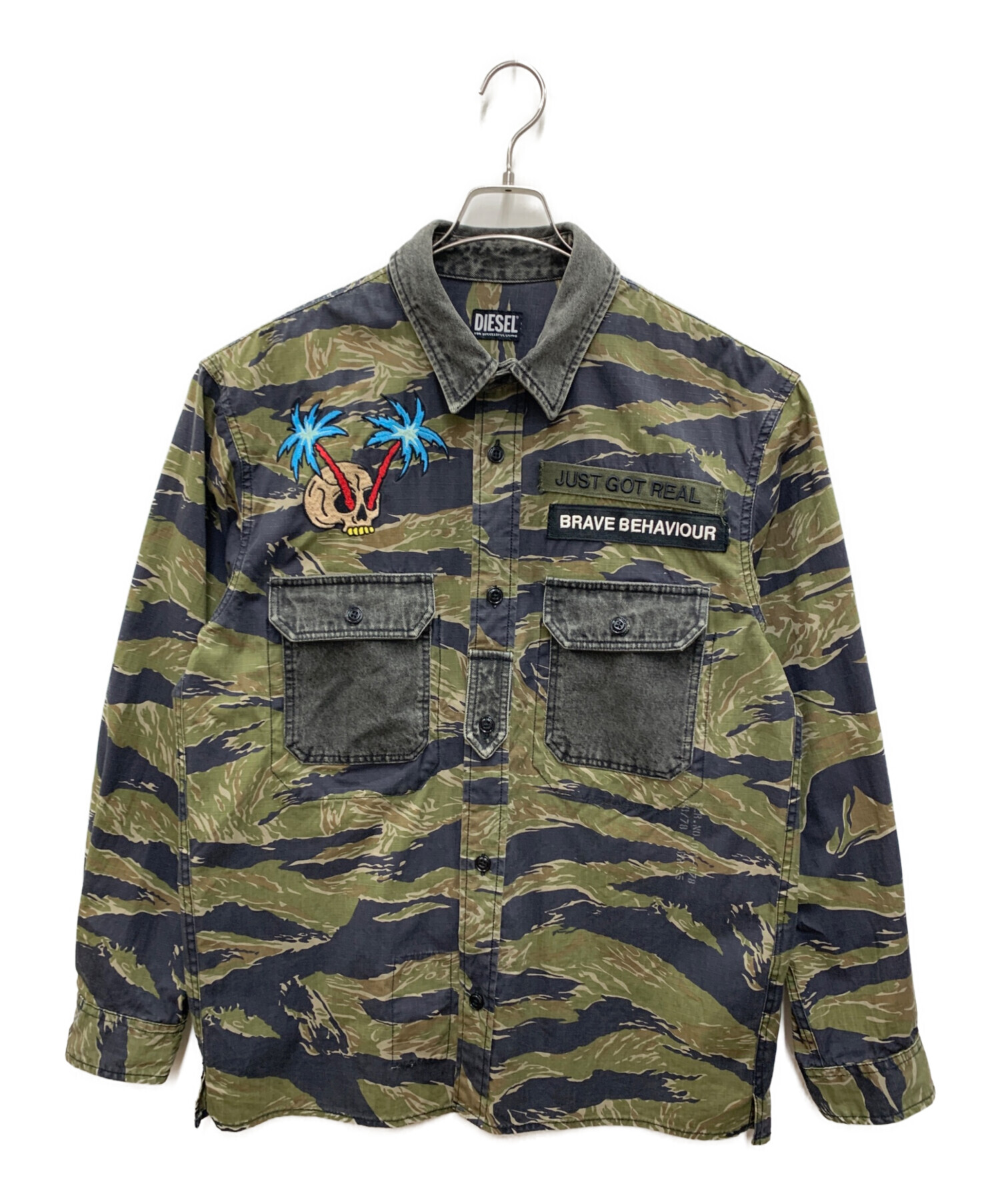 DIESEL ディーゼル カジュアルシャツ M その他（柄物・カラフル） 【古着】【中古】【送料無料】 中古・古着通販】DIESEL (ディーゼル) 長袖シャツ オリーブ サイズ:M