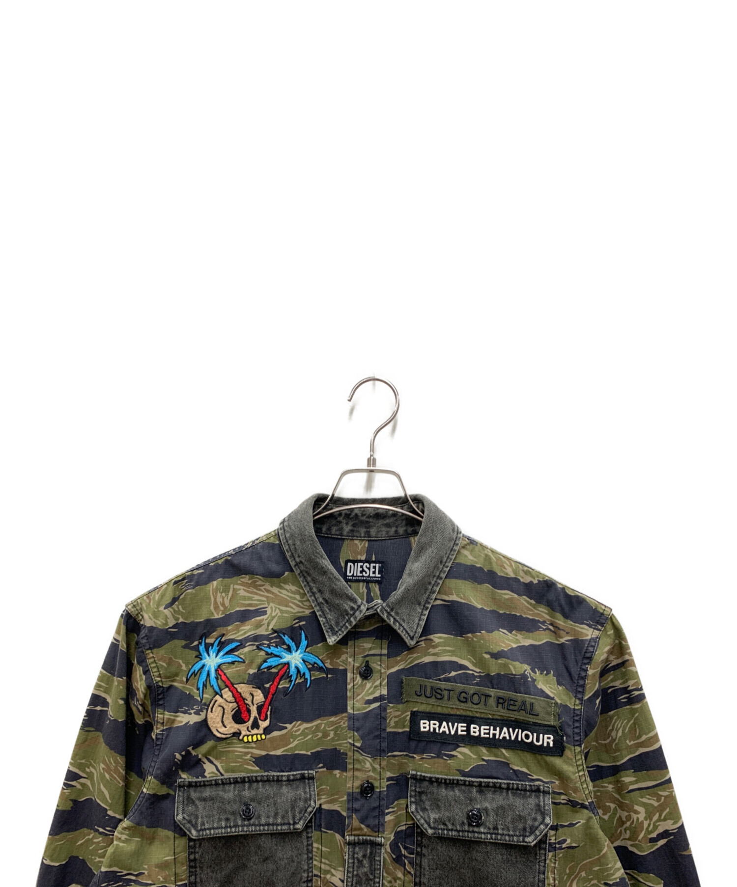 DIESEL ディーゼル カジュアルシャツ M その他（柄物・カラフル） 【古着】【中古】【送料無料】 中古・古着通販】DIESEL (ディーゼル) 長袖シャツ オリーブ サイズ:M