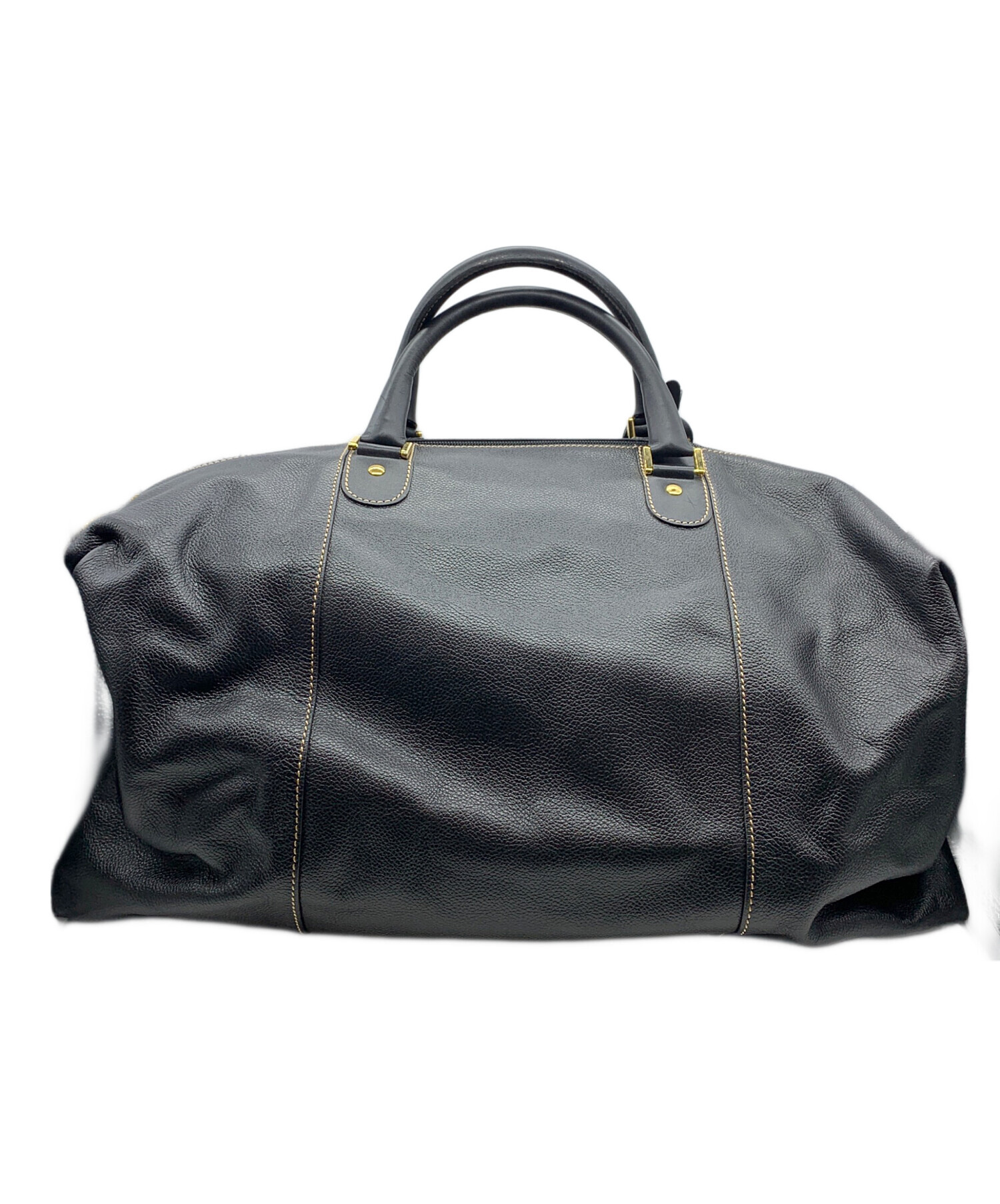 dunhill ボストンバッグ ブラック レザー 中古・古着通販】dunhill (ダンヒル) レザーボストンバッグ ブラック