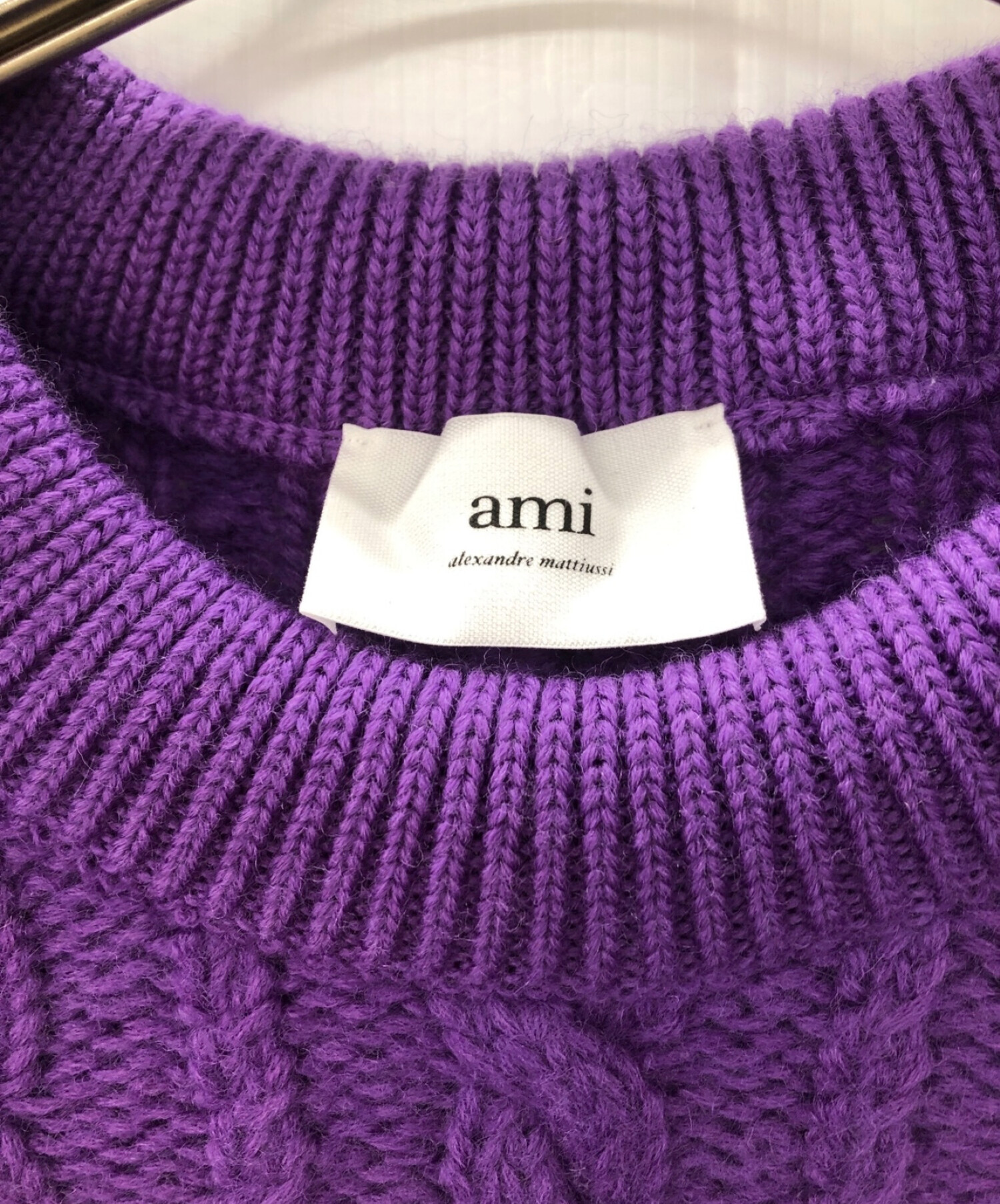 中古・古着通販】ami (アミ) ケーブルニット パープル サイズ:不明